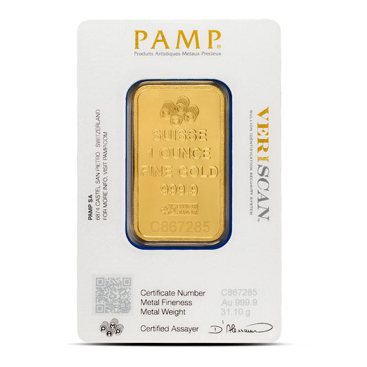 1 oz PAMP Suisse Fortuna Veriscan Gold Bar (New w/ Assay) - MyWatchLLC