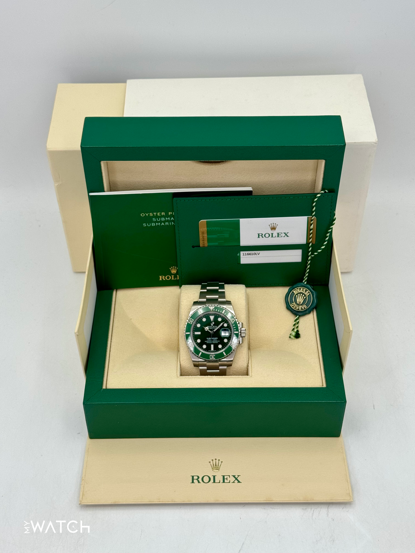 NEW OLD STOCK 2020 Rolex Submariner “Hulkâ€?40mm 116610LV Green Dial (STICKERED) - MyWatchLLC