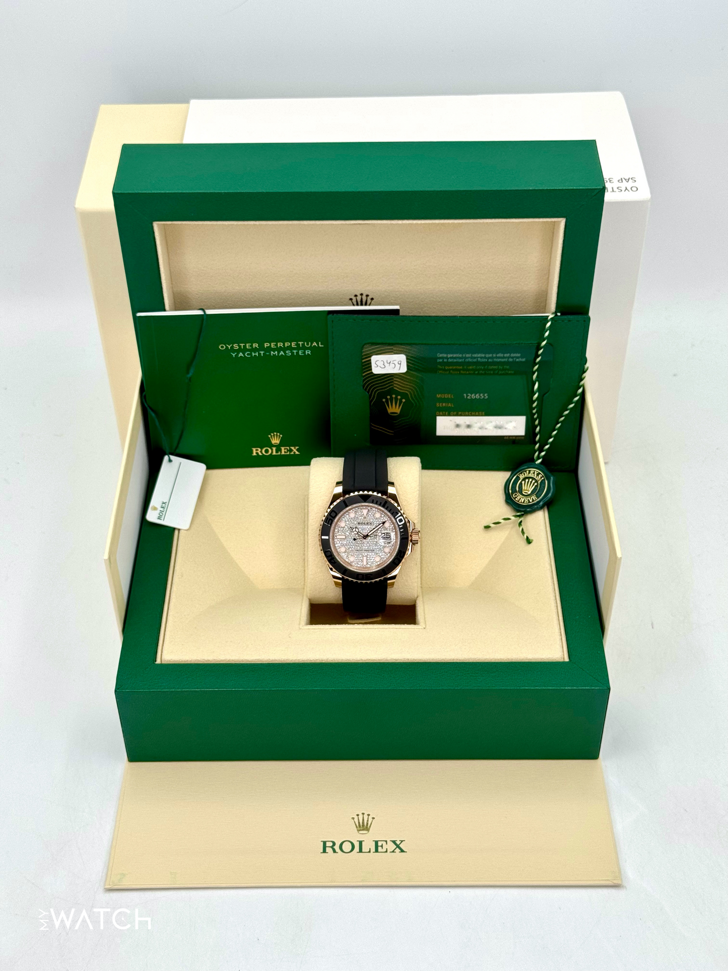 New 2025 Rolex Yacht-Master 40mm 126655 Rose Gold Diamond Paved Dial - MyWatchLLC