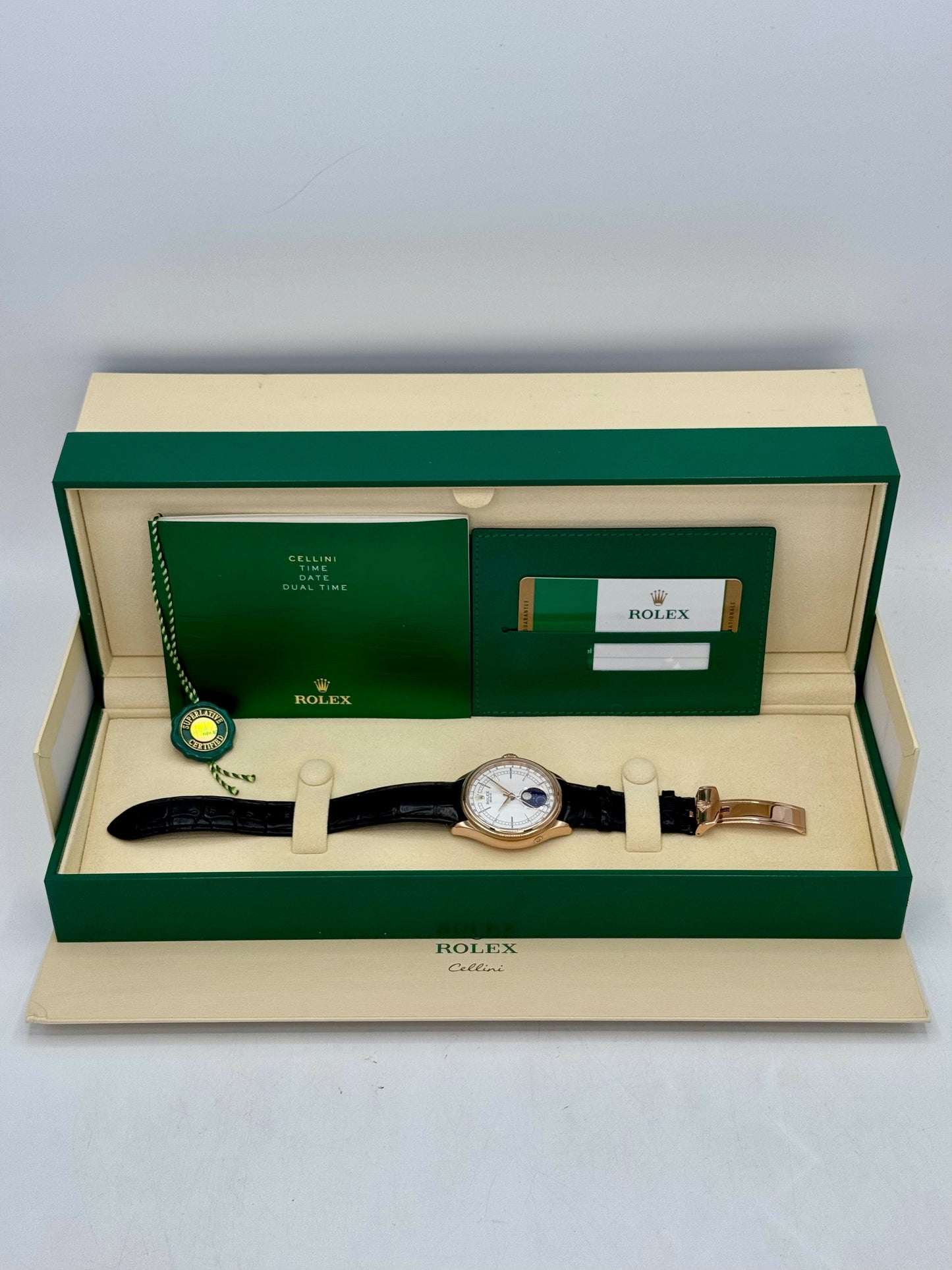 2018 Rolex Cellini Moonphase 39mm 50535 Rose Gold White Dial - MyWatchLLC