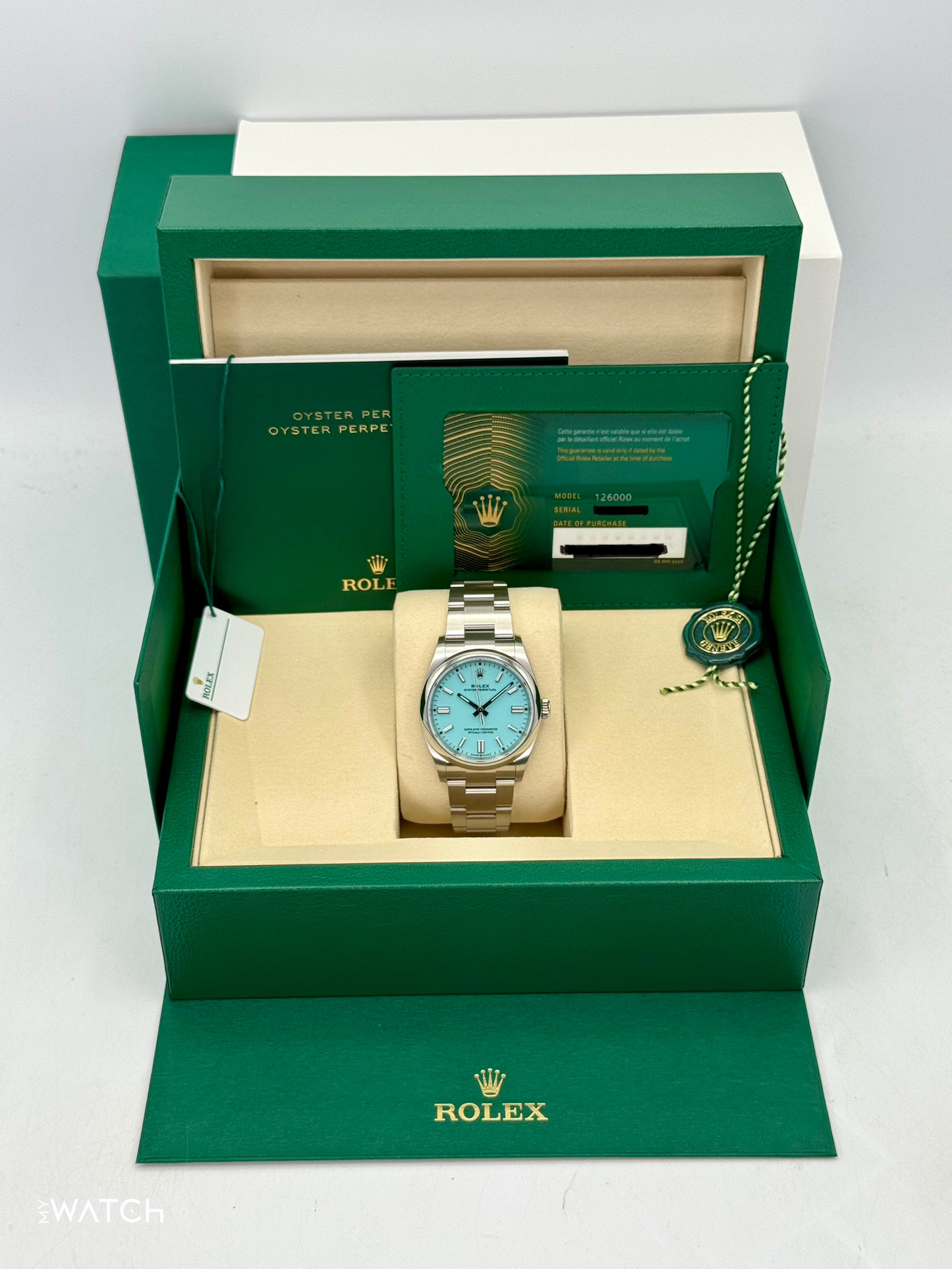 NEW 2025 Rolex Oyster Perpetual 36mm 126000 Tiffany Blue Dial - MyWatchLLC