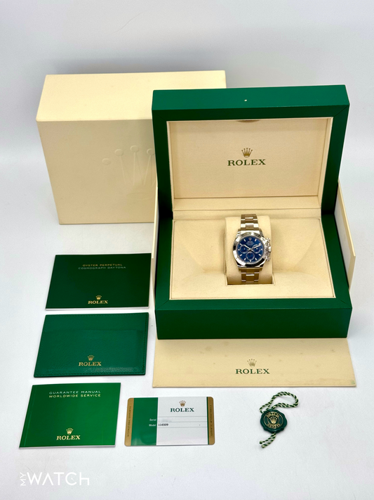 2019 Rolex Daytona 40mm 116509 White Gold Blue Dial - MyWatchLLC