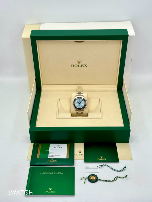 2020 Rolex Daytona 40mm 116506 Platinum Ice Blue Diamond Baguette Dial - MyWatchLLC