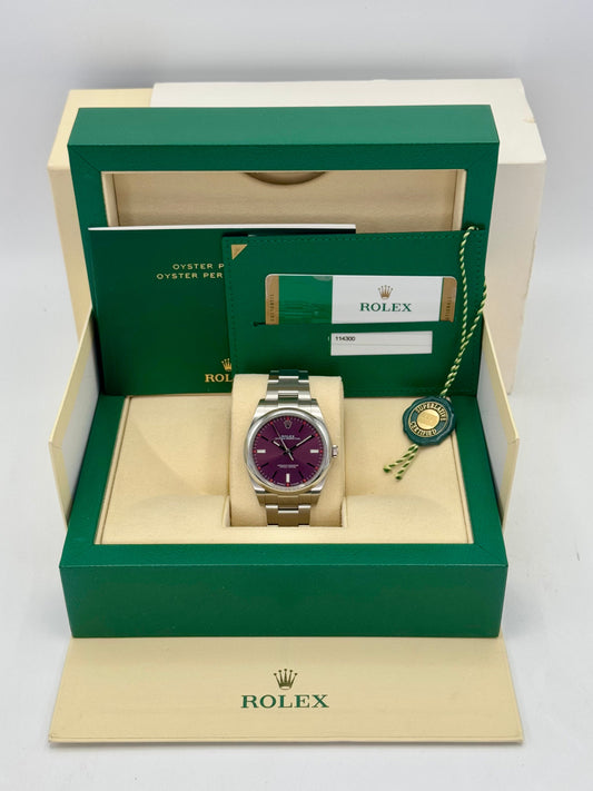 2018 Rolex Oyster Perpetual 39mm 114300 Grape Dial - MyWatchLLC