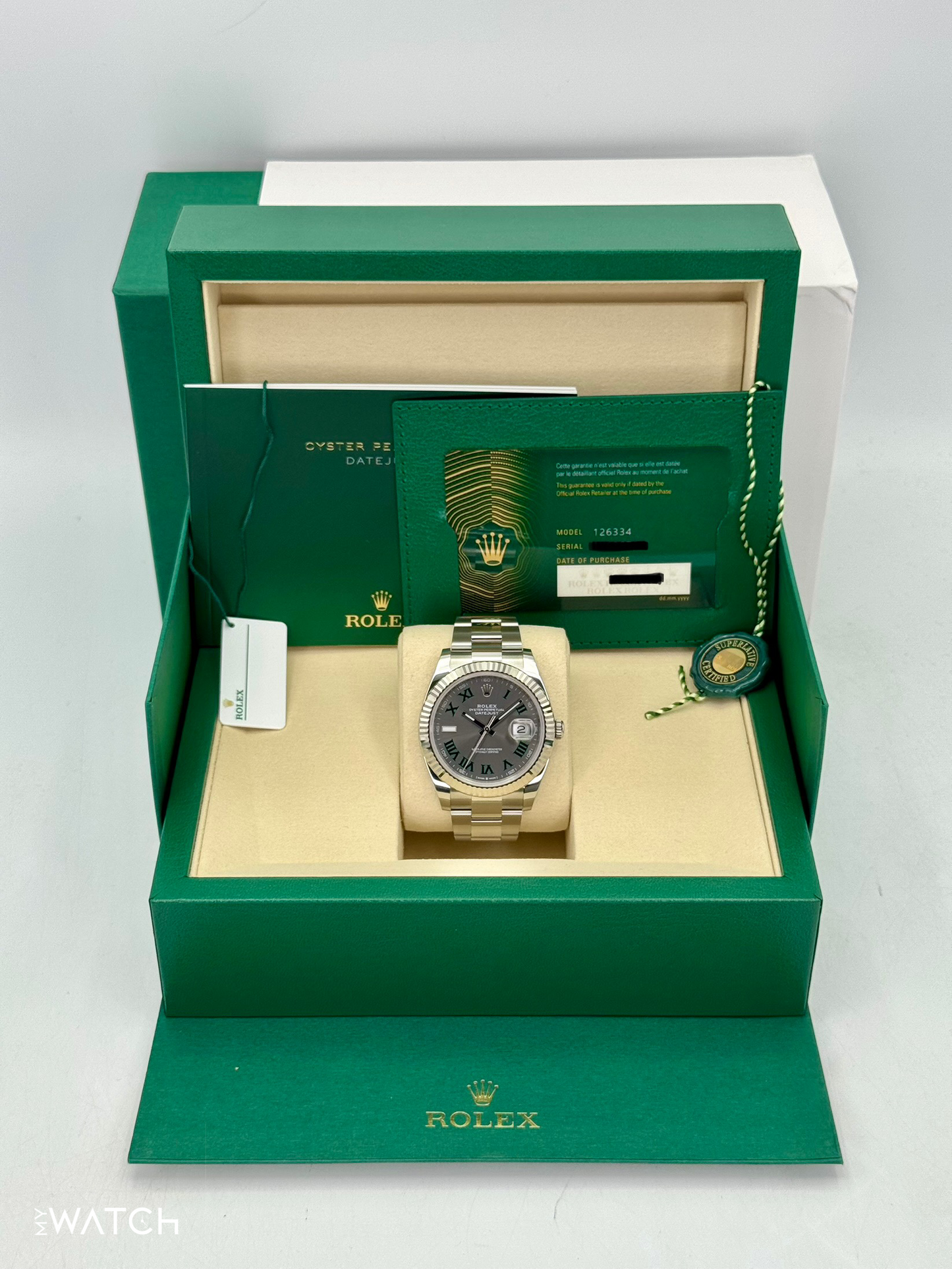NEW 2025 Rolex Datejust 41mm 126334 Oyster Wimbledon Dial - MyWatchLLC