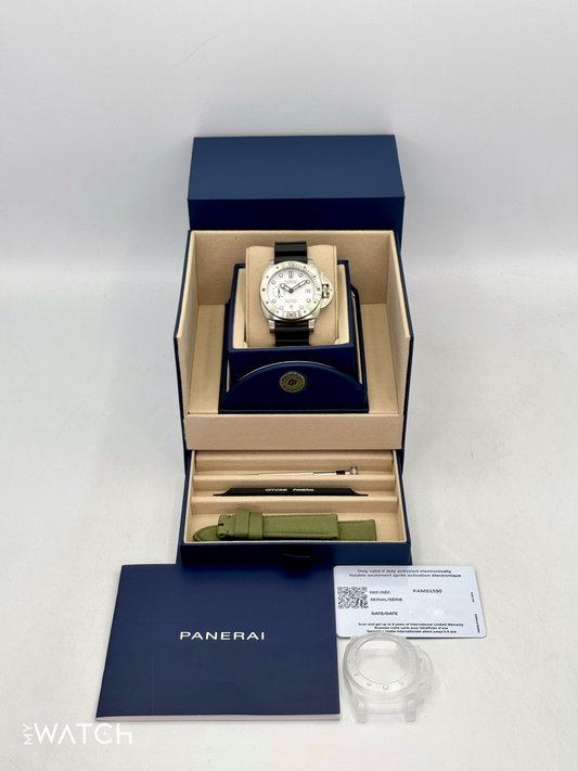 NEW 2025 Panerai Submersible 42mm PAM01590 Stainless Steel White Dial - MyWatchLLC