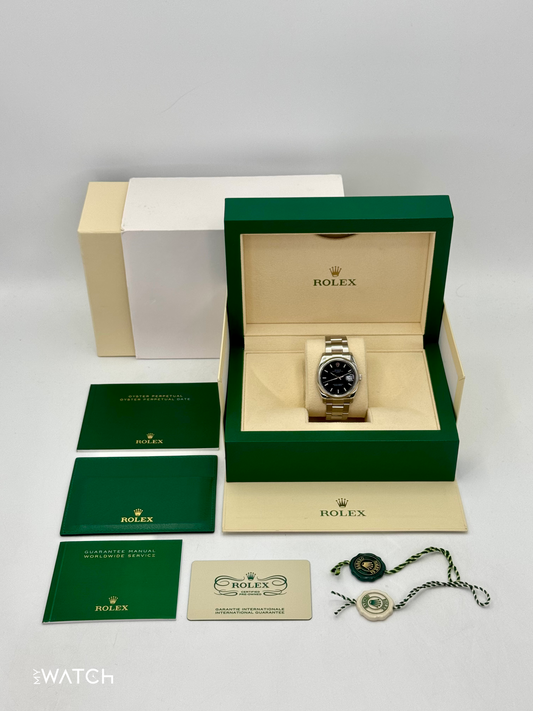 2024 CPO Rolex Oyster Perpetual Date 34mm 115200 Black Dial - MyWatchLLC