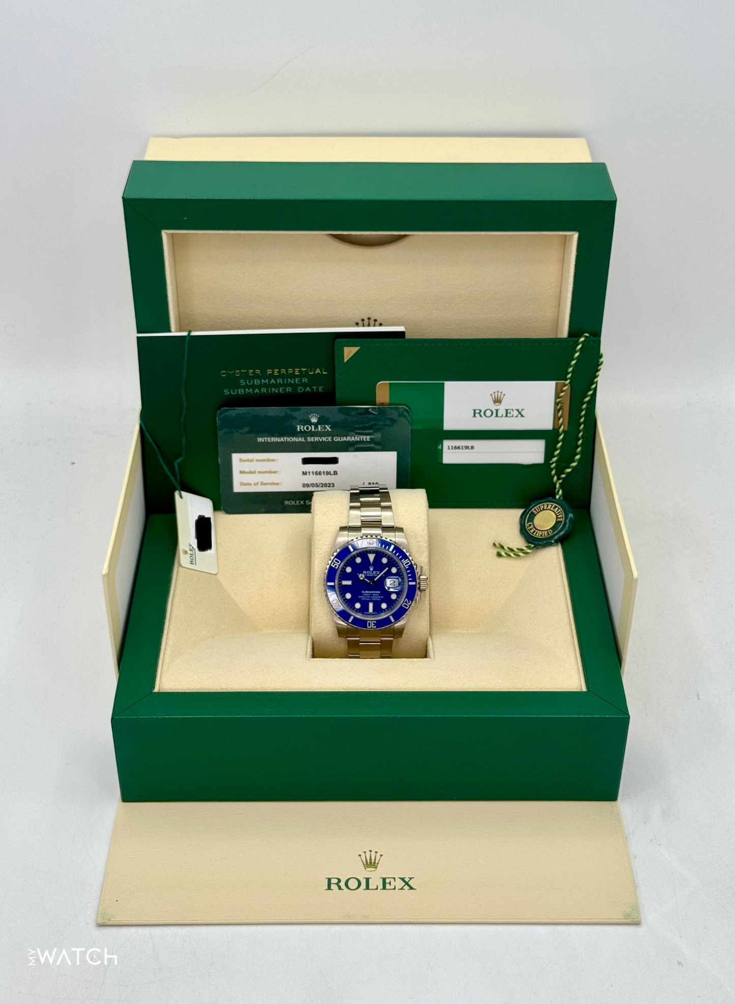 2018 Rolex Submariner "Smurf" 40mm 116619LB White Gold Blue Dial - MyWatchLLC