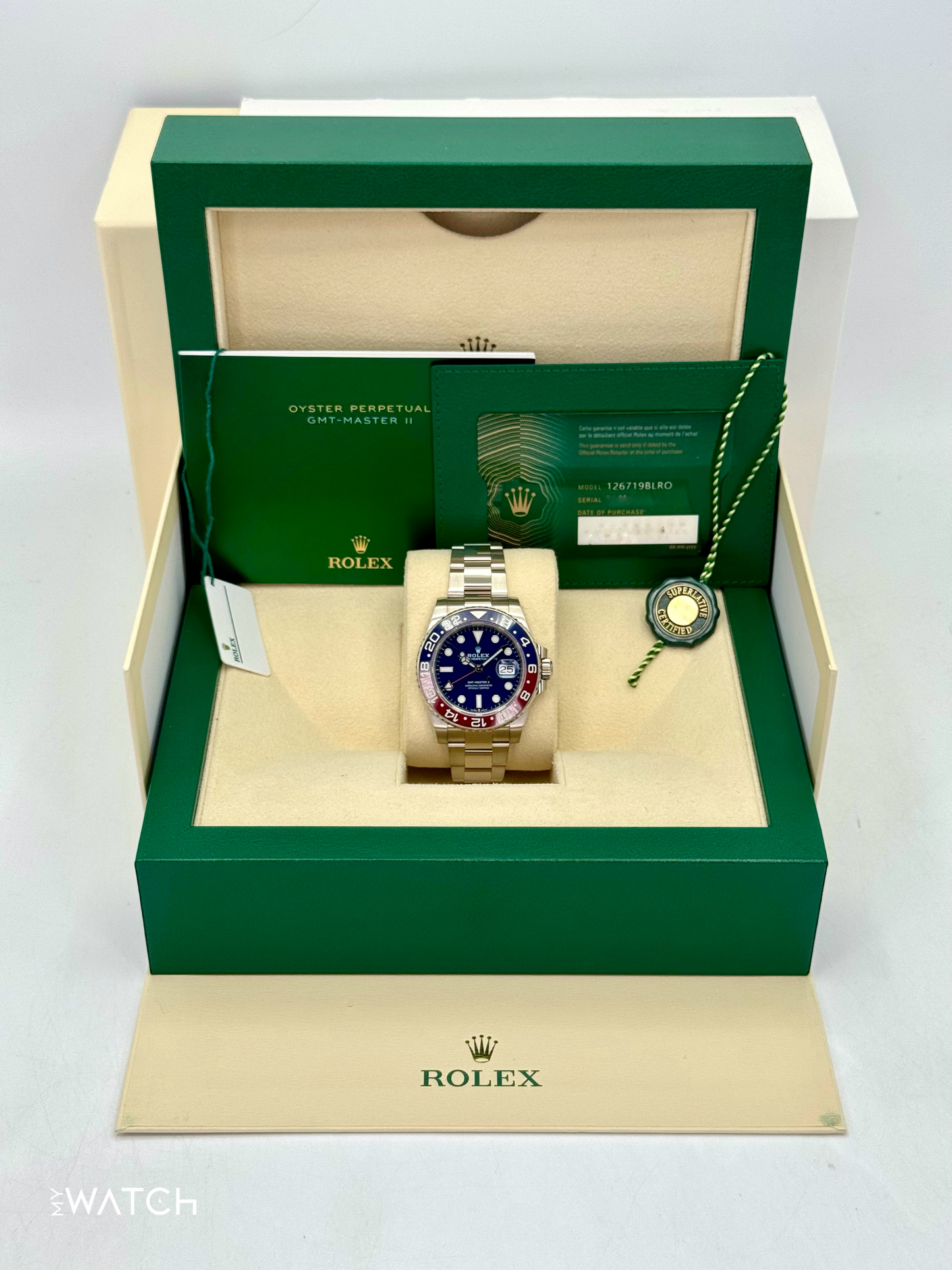 2024 Rolex GMT-Master II "Pepsi" 40mm 126719BLRO White Gold Blue Dial - MyWatchLLC