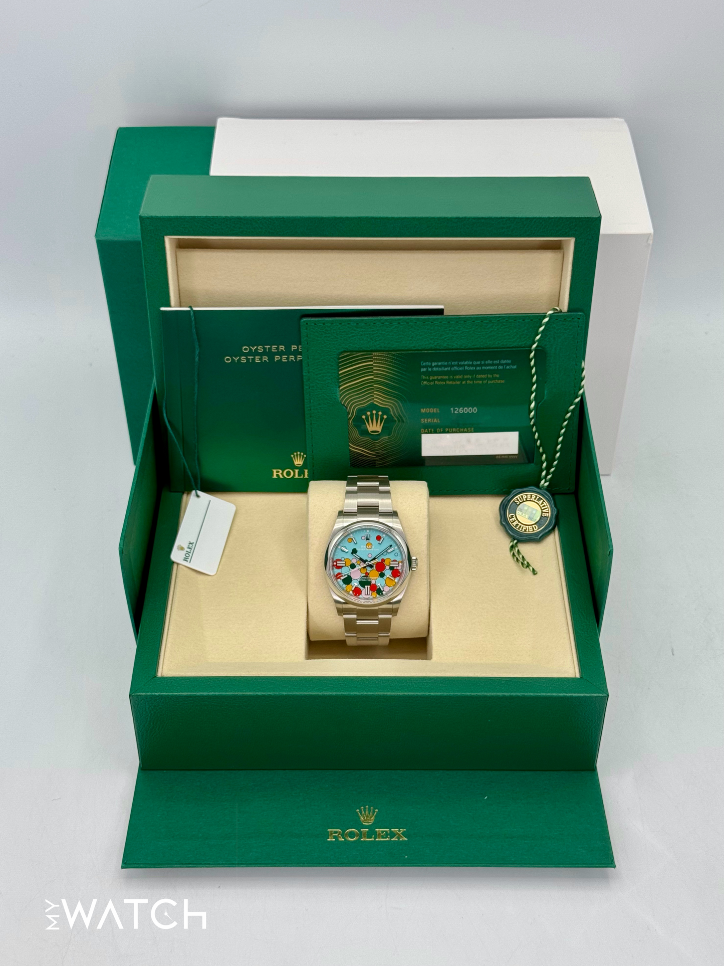 NEW 2025 Rolex Oyster Perpetual 36mm 126000 Celebration Dial - MyWatchLLC