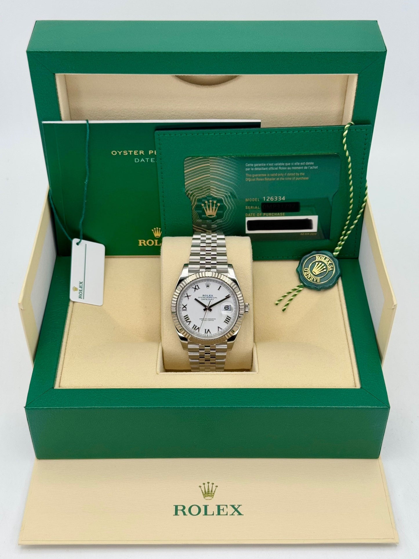 2022 Rolex Datejust 41mm 126334 Stainless Steel Jubilee White Dial - MyWatchLLC