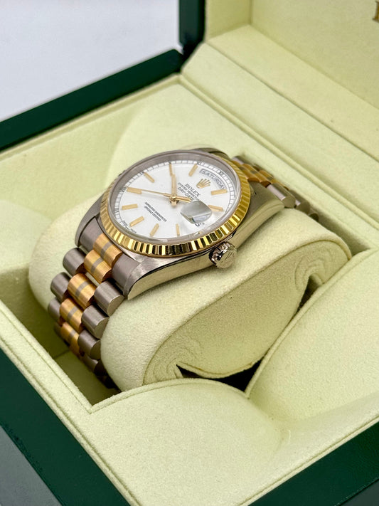 1995 Rolex Day-Date Tridor 36mm 18239BIC Jubilee White Dial - MyWatchLLC