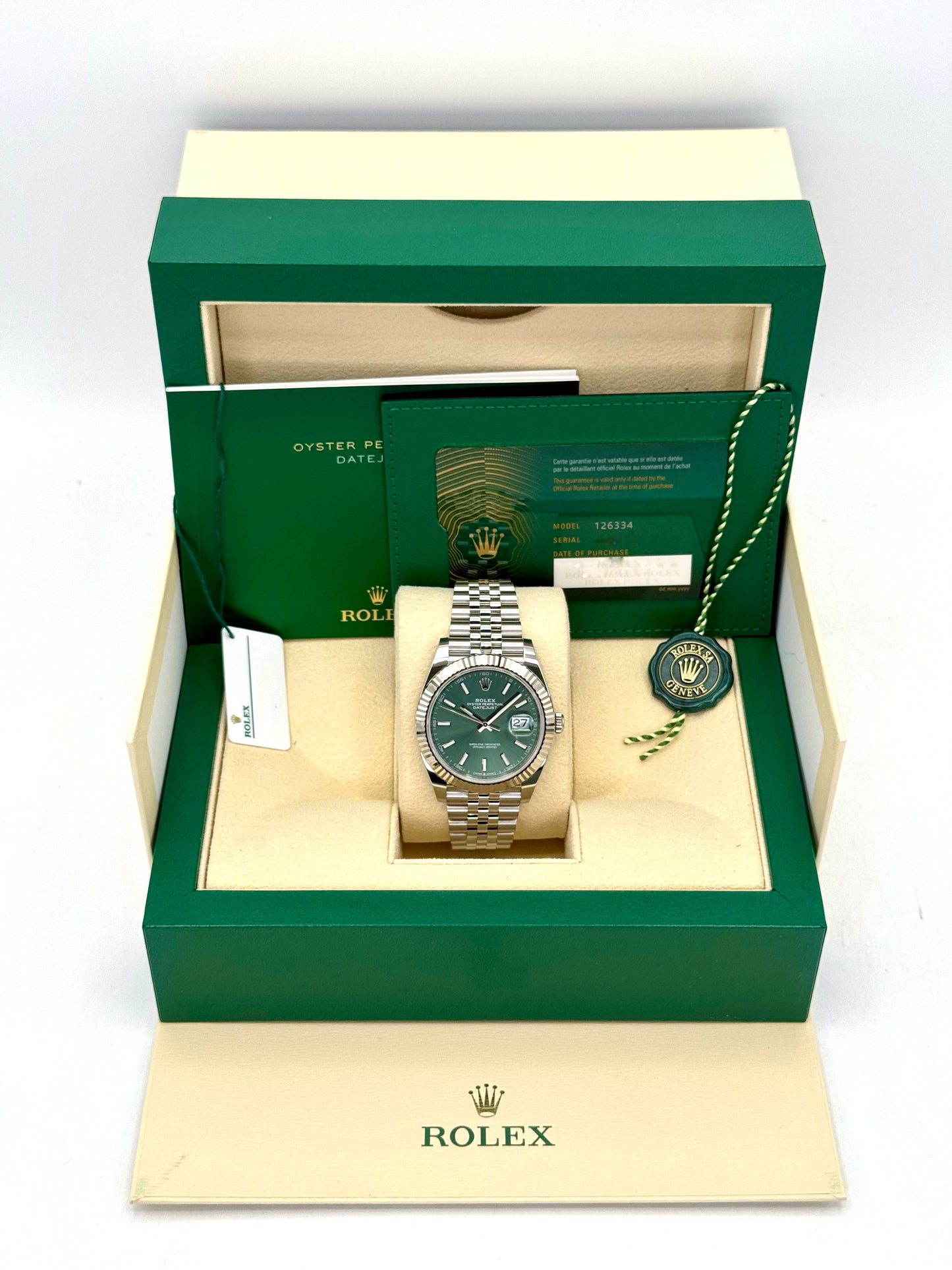 2024 Rolex Datejust 41mm 126334 Stainless Steel Jubilee Mint Green Dial - MyWatchLLC