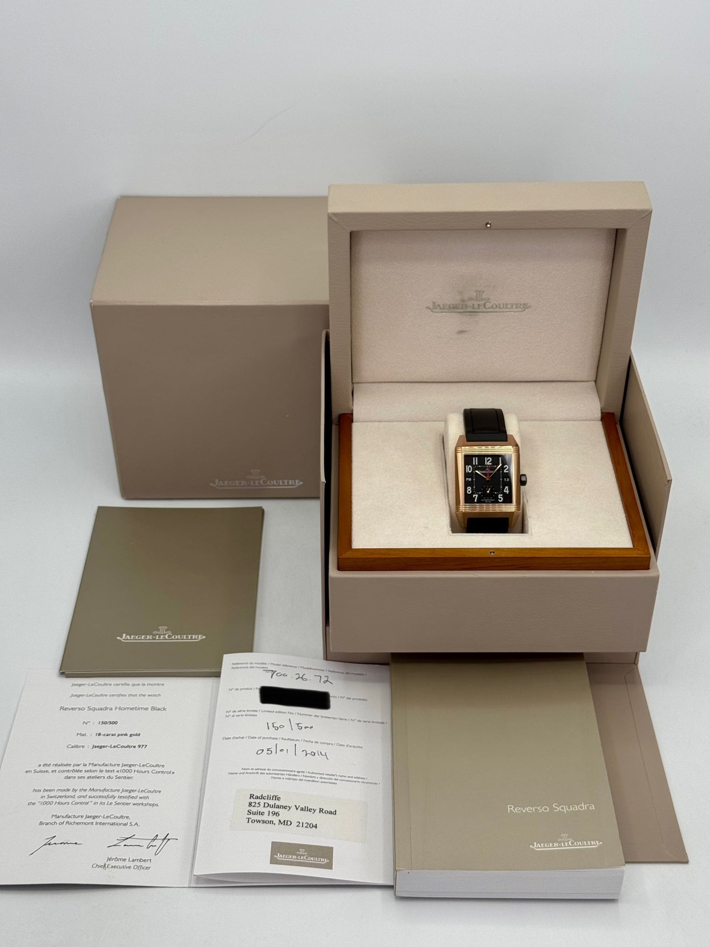 2014 Jaeger-Coultre Reverso Squadra Hometime 35mm 230.2.77 Rose Gold - MyWatchLLC