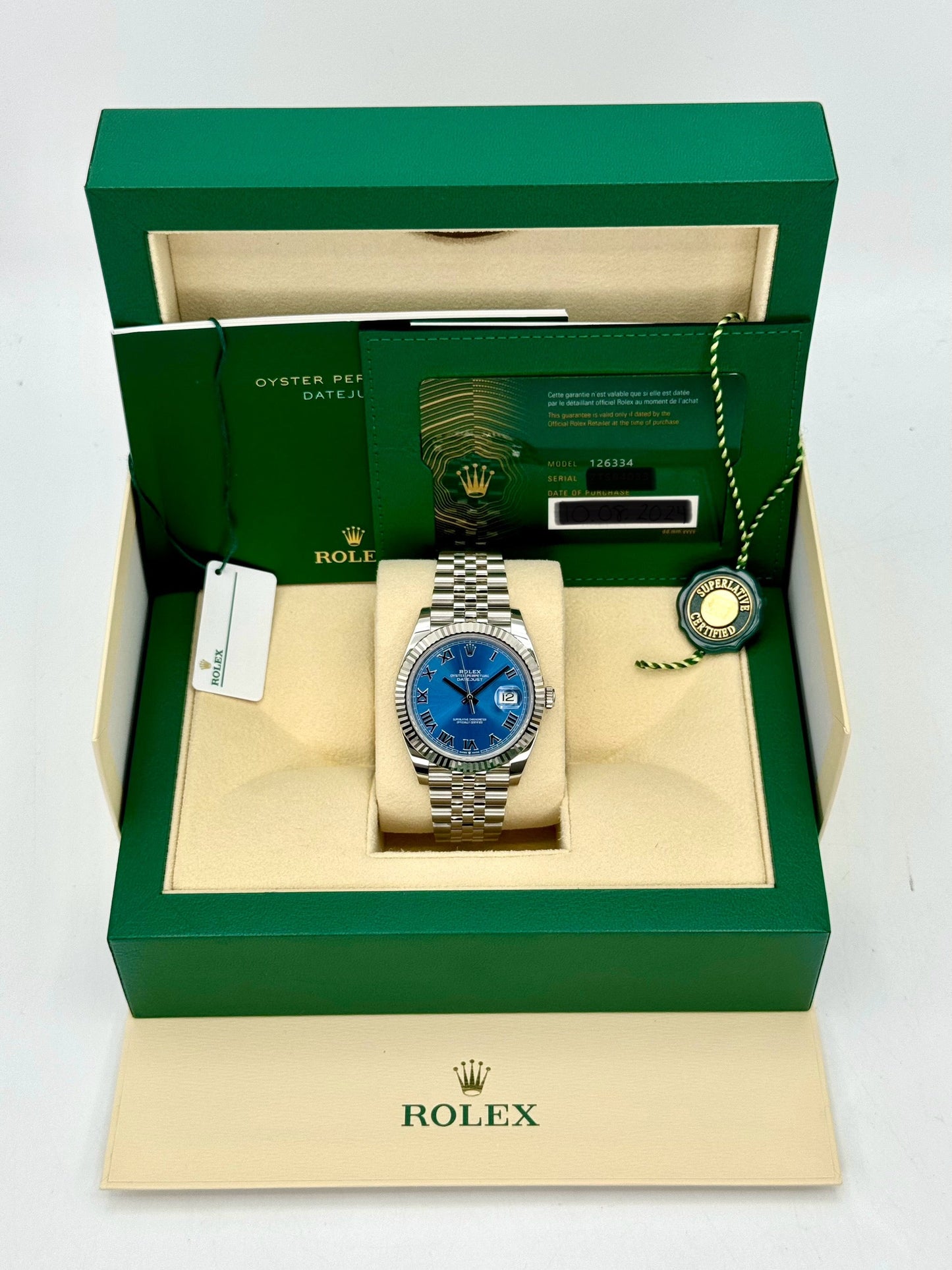 NEW 2024 Rolex Datejust 41mm 126334 Jubilee Blue Roman Numeral Dial - MyWatchLLC