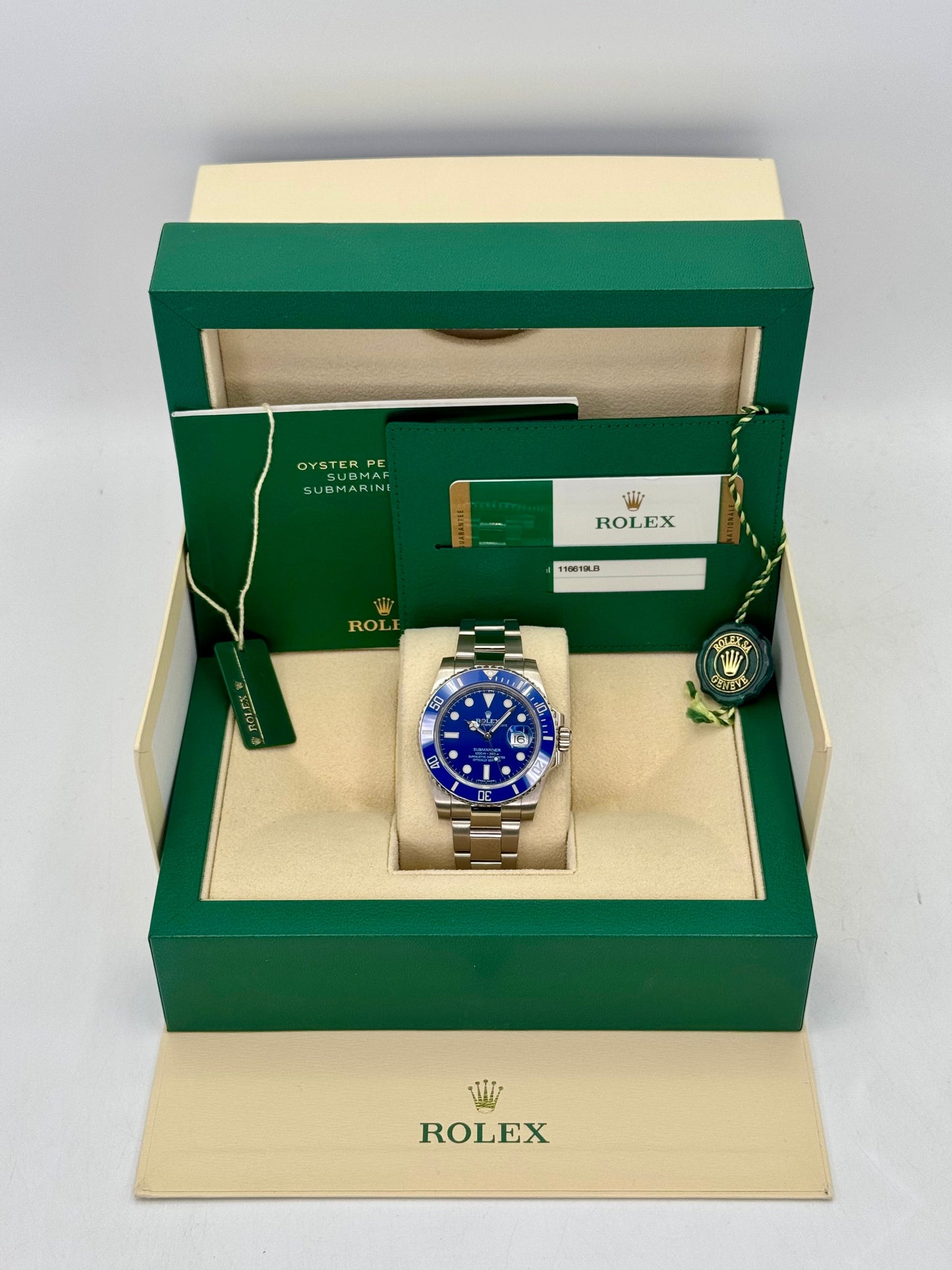 2017 Rolex Submariner "Smurf" 40mm 116619LB White Gold Blue Dial - MyWatchLLC