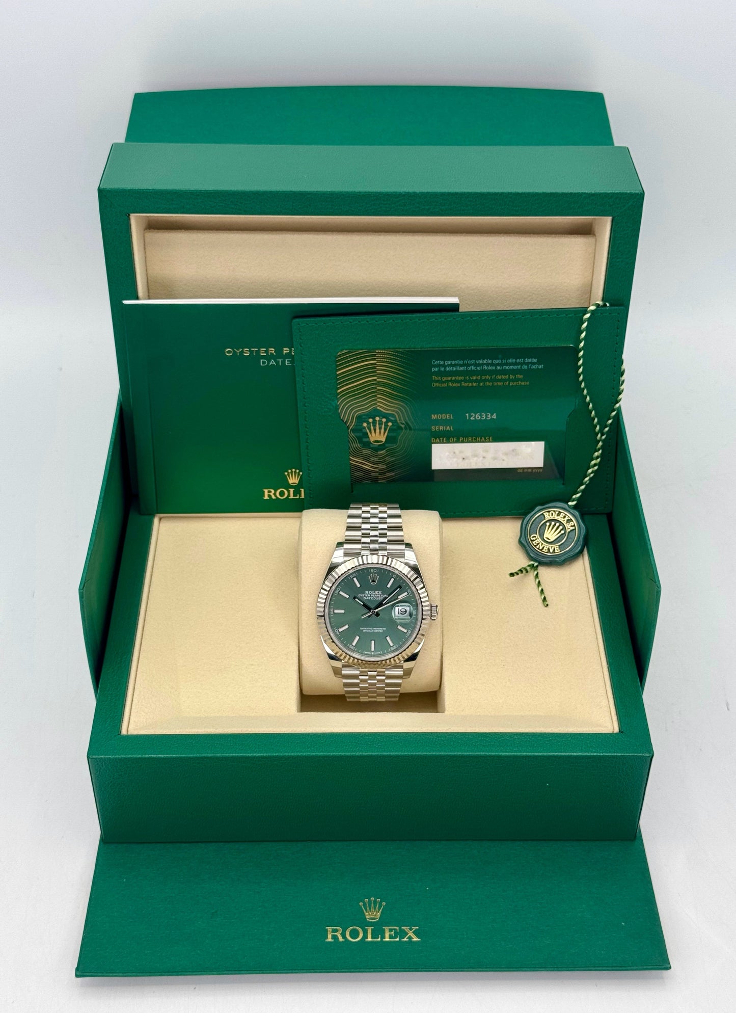 NEW 2025 Rolex Datejust 41mm 126334 Jubilee Green Dial - MyWatchLLC