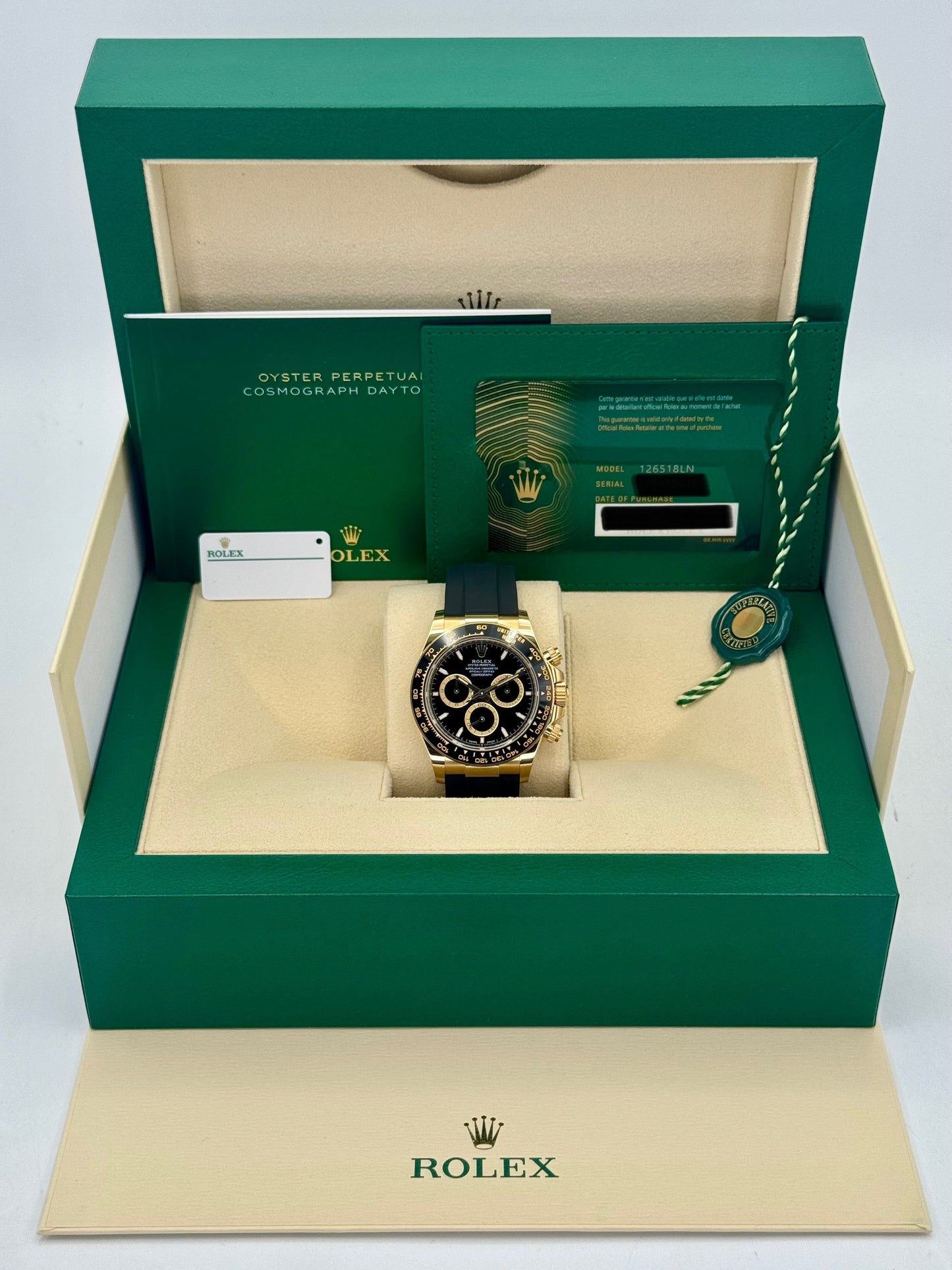 NEW 2024 Rolex Daytona 40mm 126518LN Yellow Gold Oysterflex Black Dial - MyWatchLLC