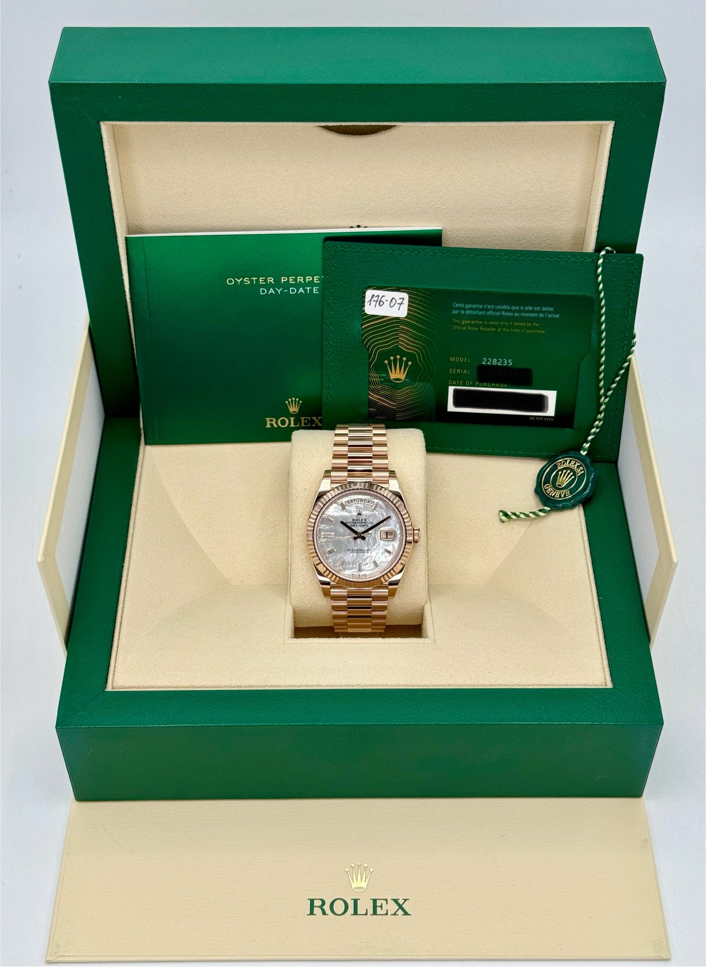 NEW 2024 Rolex Day-Date 40mm 228235 Rose Gold MOP Diamond Dial - MyWatchLLC