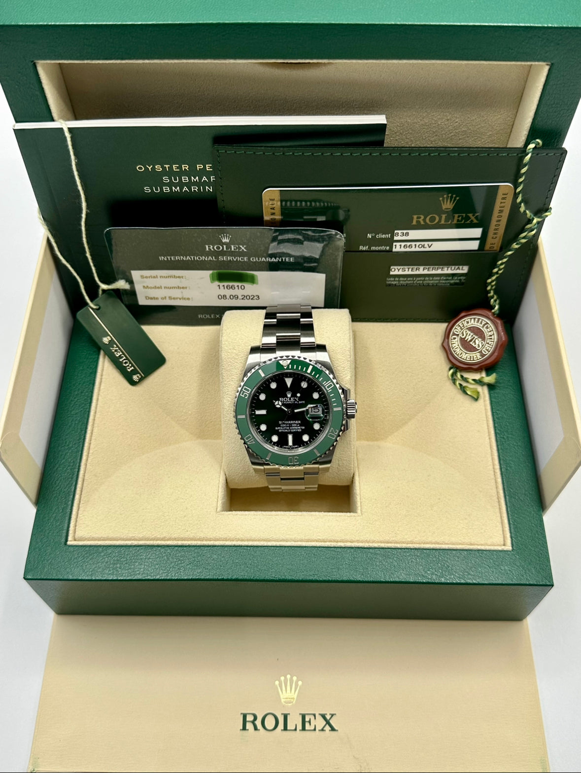 2015 Rolex Submariner Date 40mm 116610LV Stainless Steel Green Dial - MyWatchLLC