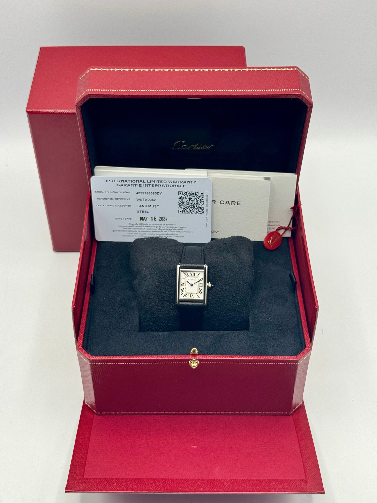 NEW 2024 Cartier Tank 29.5mm WSTA0042 Stainless Steel White Dial - MyWatchLLC