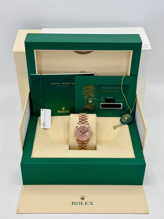 2023 Rolex Datejust 31mm 278275 Rose Gold Rose Diamond Dial - MyWatchLLC