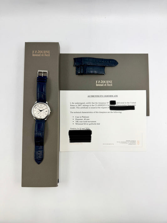 F.P.Journe Classique Chronomètre Souverain Platinum 40mm Silver Guilloche dial - MyWatchLLC