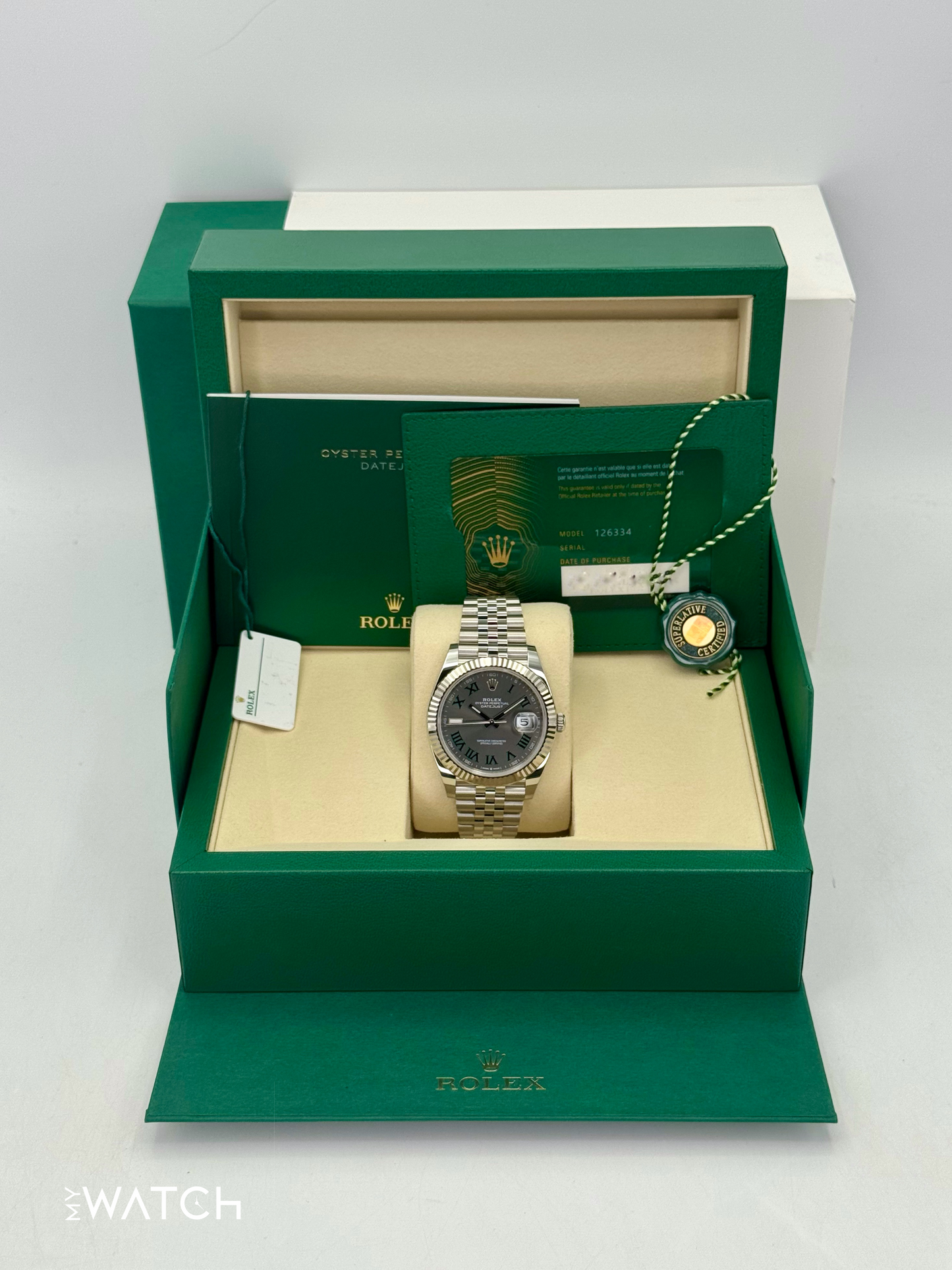 NEW 2025 Rolex Datejust 41mm 126334 Jubilee Wimbledon Dial - MyWatchLLC