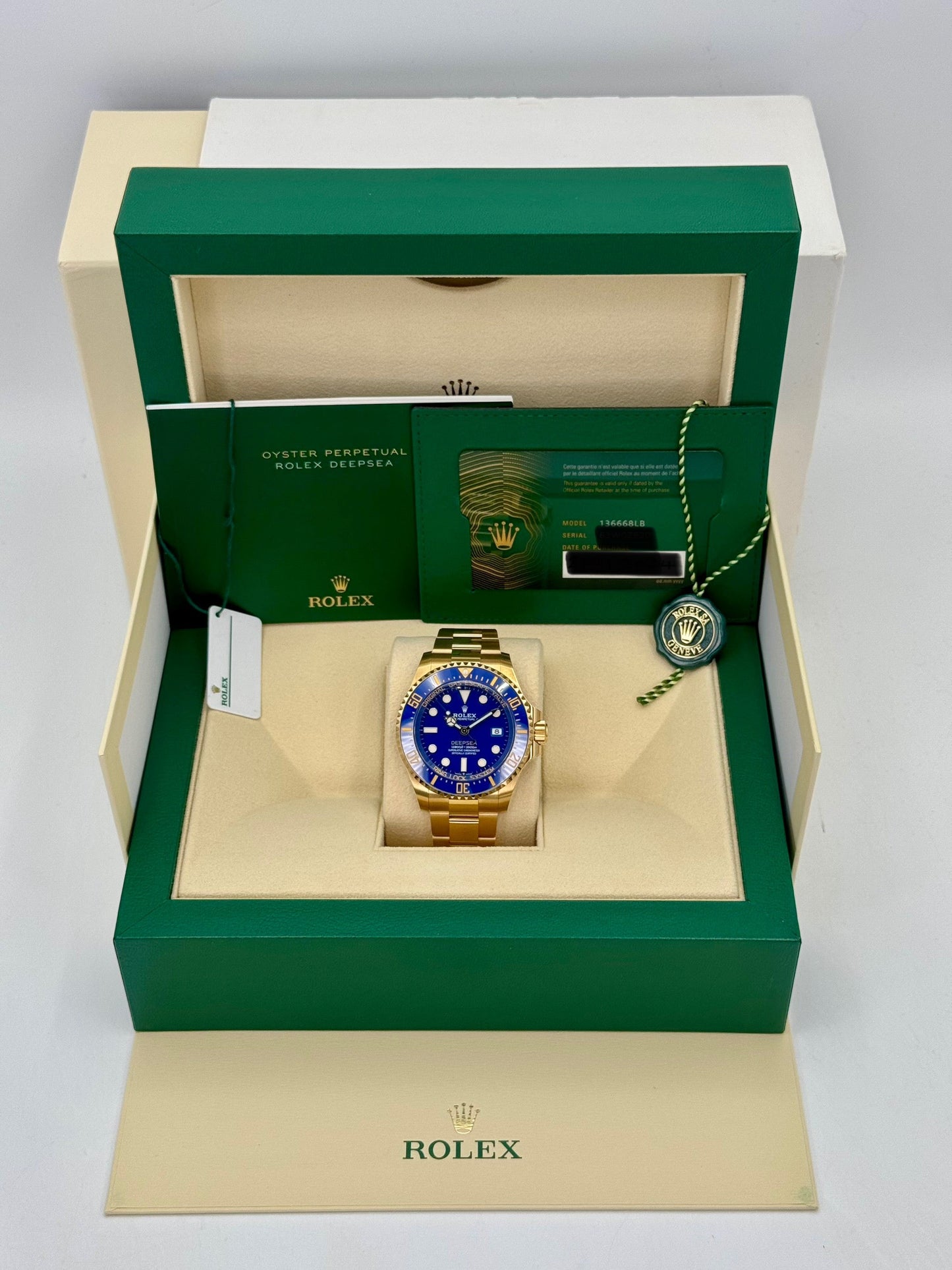 New 2024 Rolex Deepsea 44mm 136668LB 18K Yellow Gold Blue Dial - MyWatchLLC