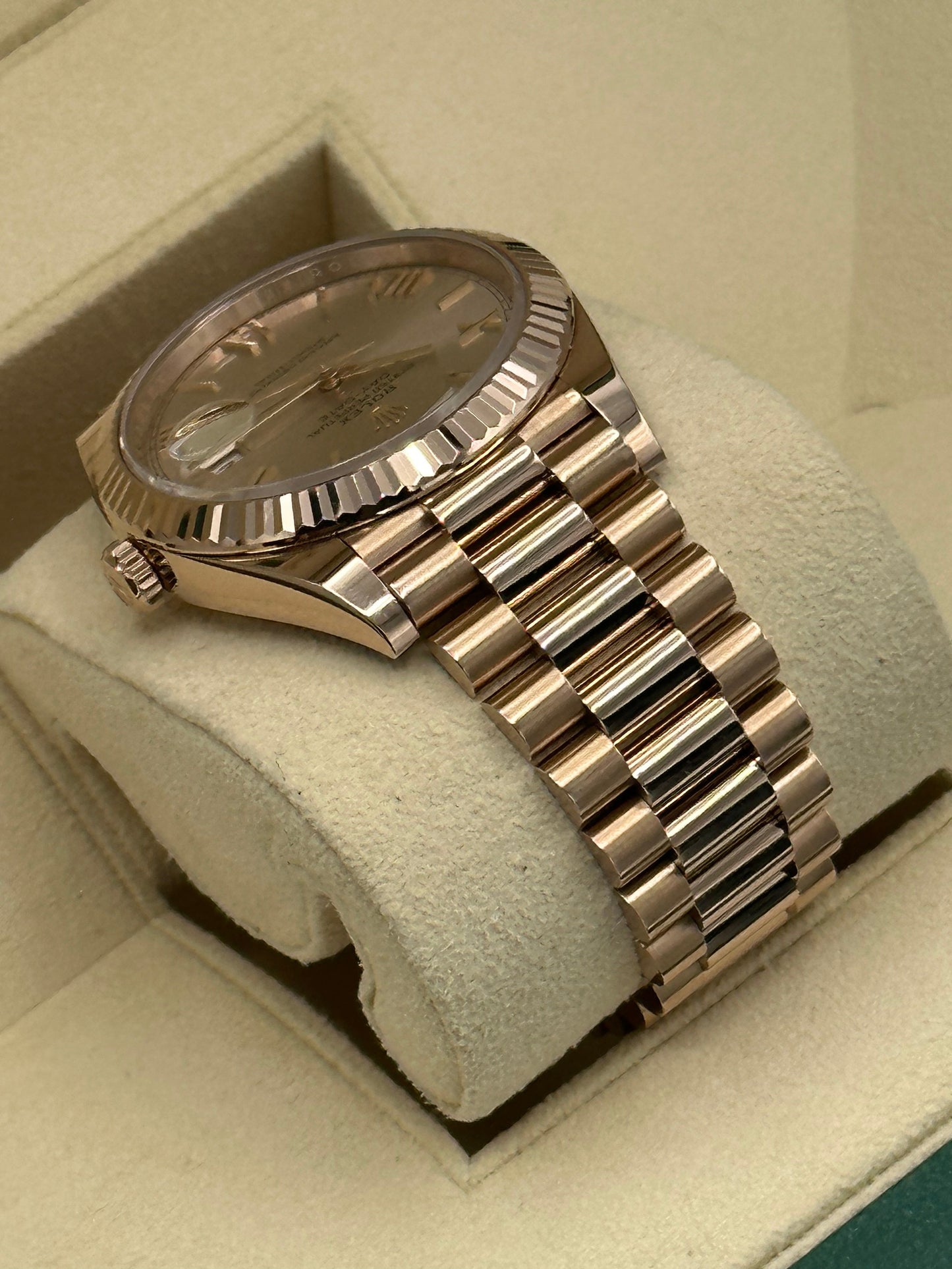 2021 Rolex Day-Date 40mm 228235 Rose Gold Sundust Roman Numeral Dial - MyWatchLLC