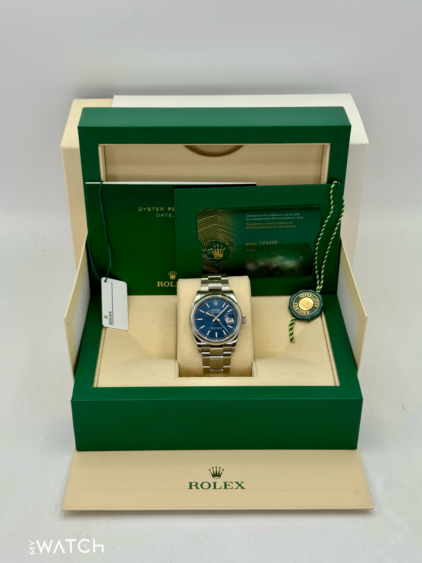NEW 2025 Rolex Datejust 36mm 126200 Stainless Steel Oyster Blue Dial - MyWatchLLC