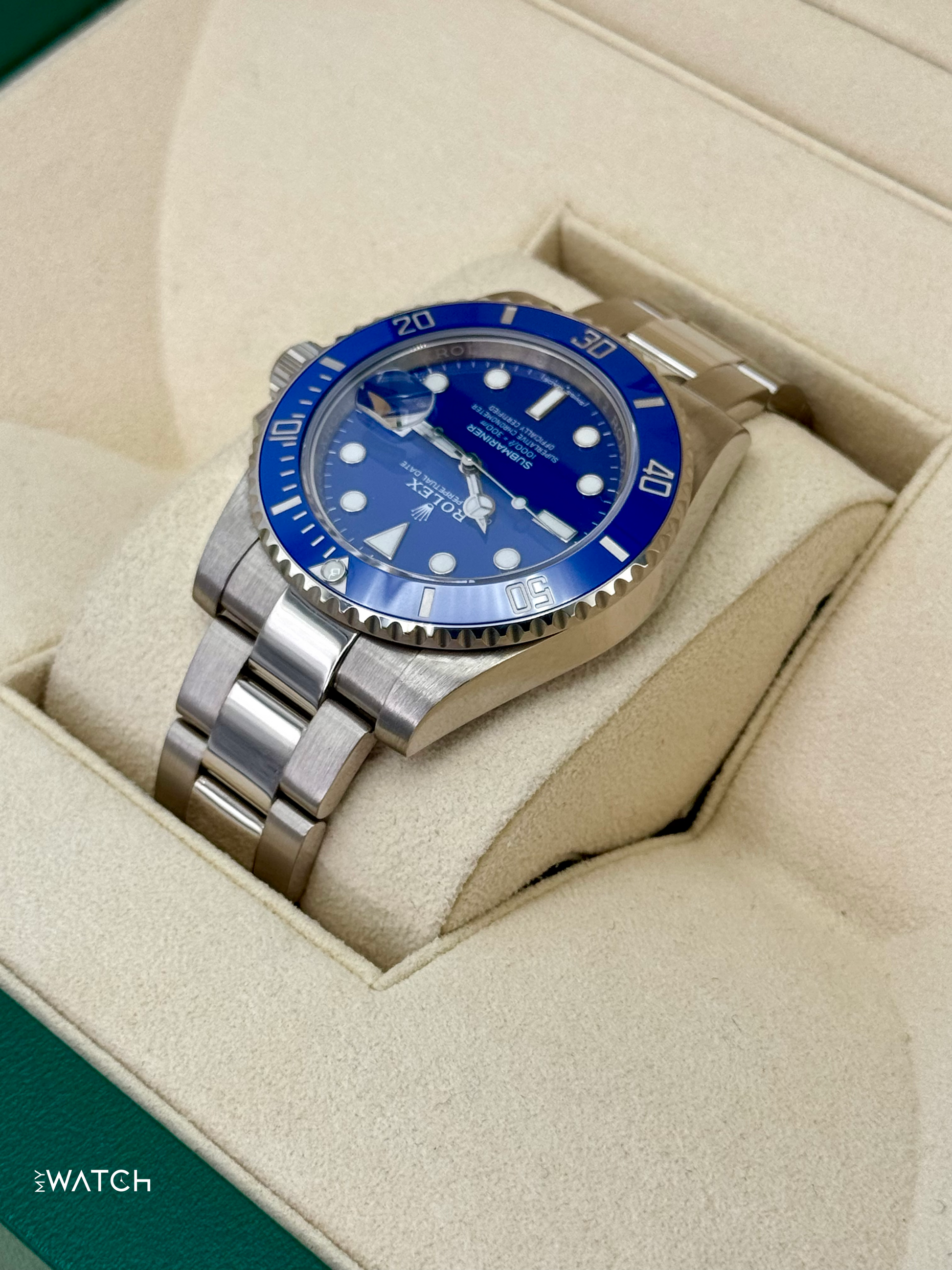 2018 Rolex Submariner "Smurf" 40mm 116619LB White Gold Blue Dial - MyWatchLLC