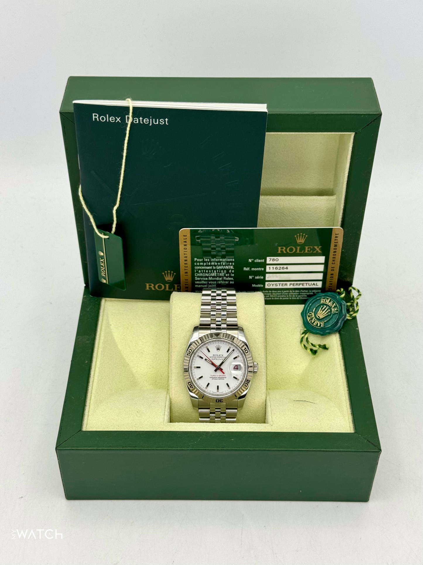 2014 Rolex Datejust Turn-O-Graph 36mm 116264 Jubilee White Dial - MyWatchLLC