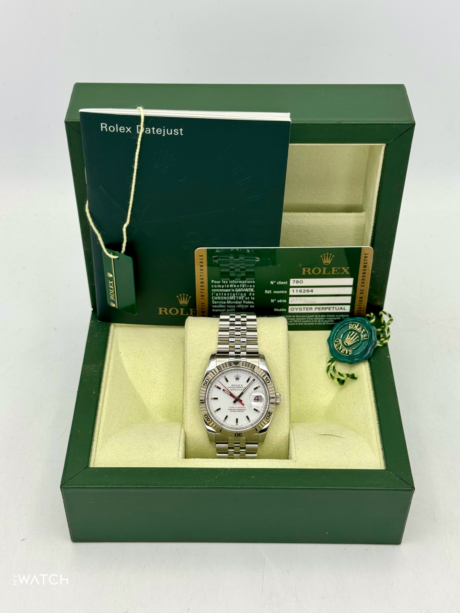 2014 Rolex Datejust Turn-O-Graph 36mm 116264 Jubilee White Dial - MyWatchLLC