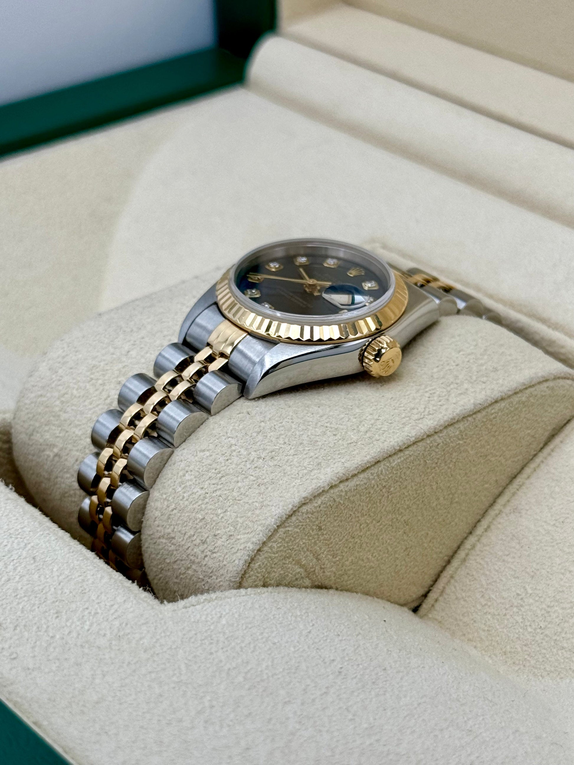 Rolex Lady-Datejust 28mm 79173 Two-Tone Blue 10 Diamond Dial - MyWatchLLC