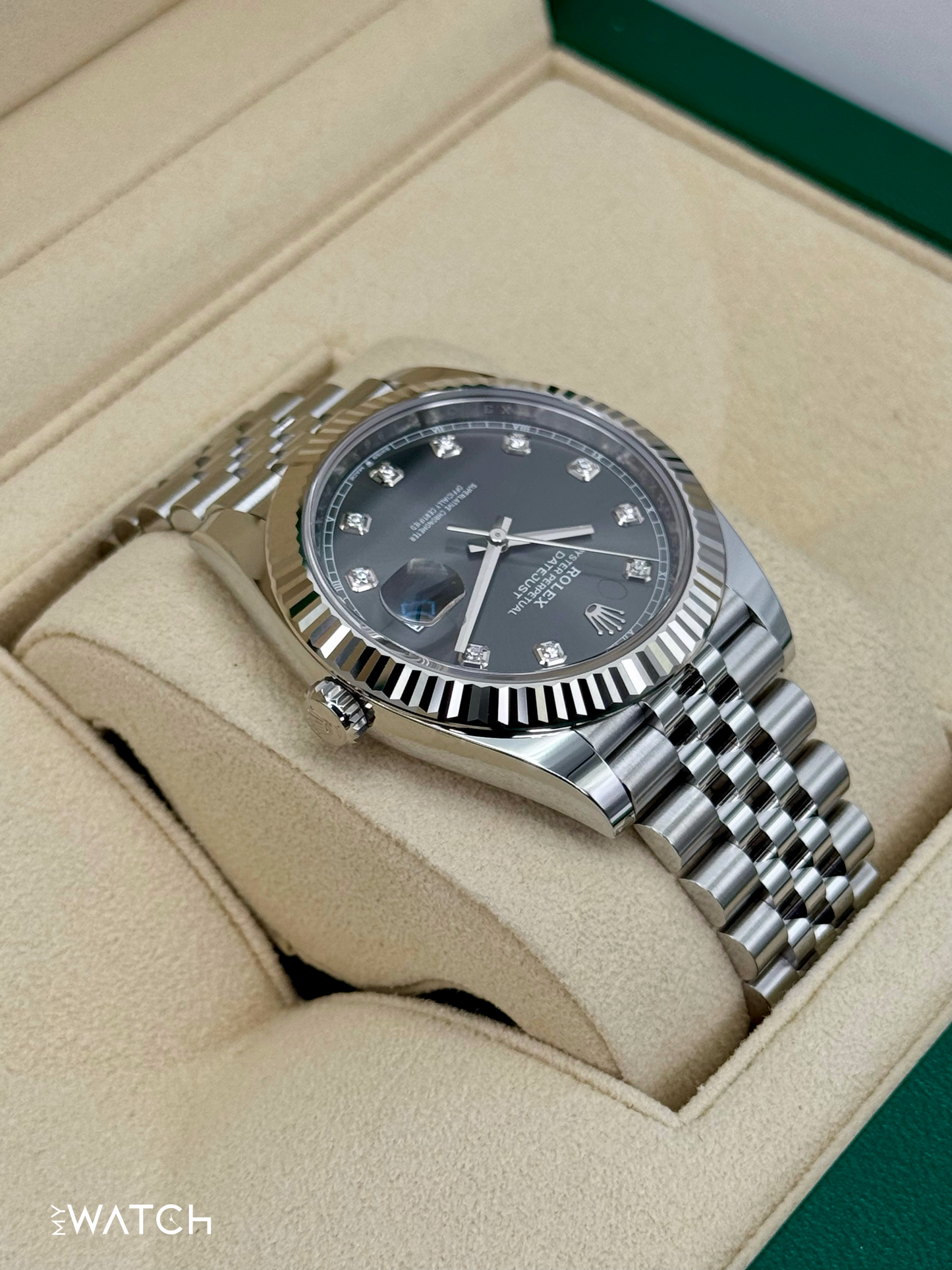 2024 Rolex Datejust 41mm 126334 Stainless Steel Jubilee Rhodium Diamond Dial - MyWatchLLC