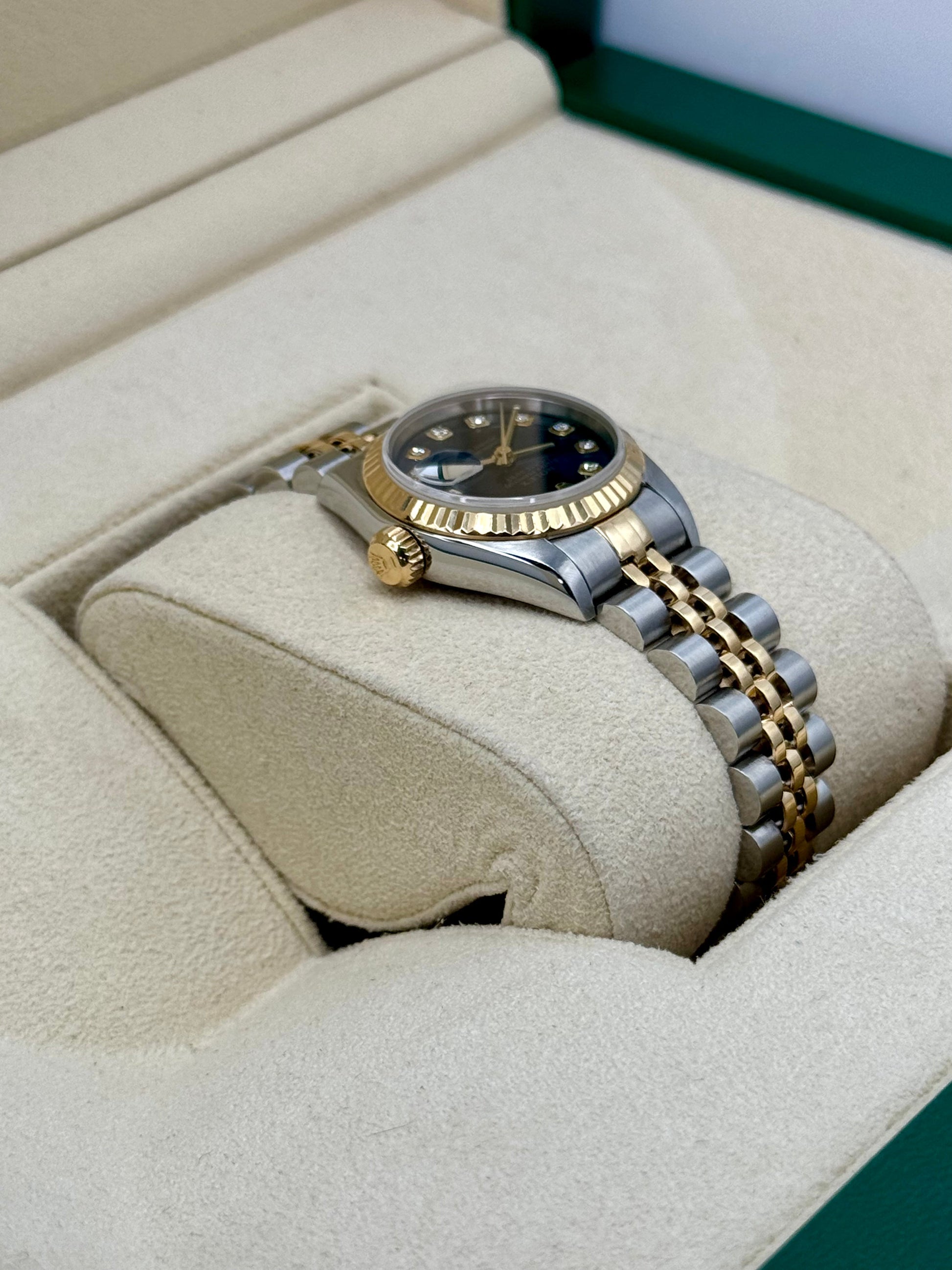 Rolex Lady-Datejust 28mm 79173 Two-Tone Blue 10 Diamond Dial - MyWatchLLC