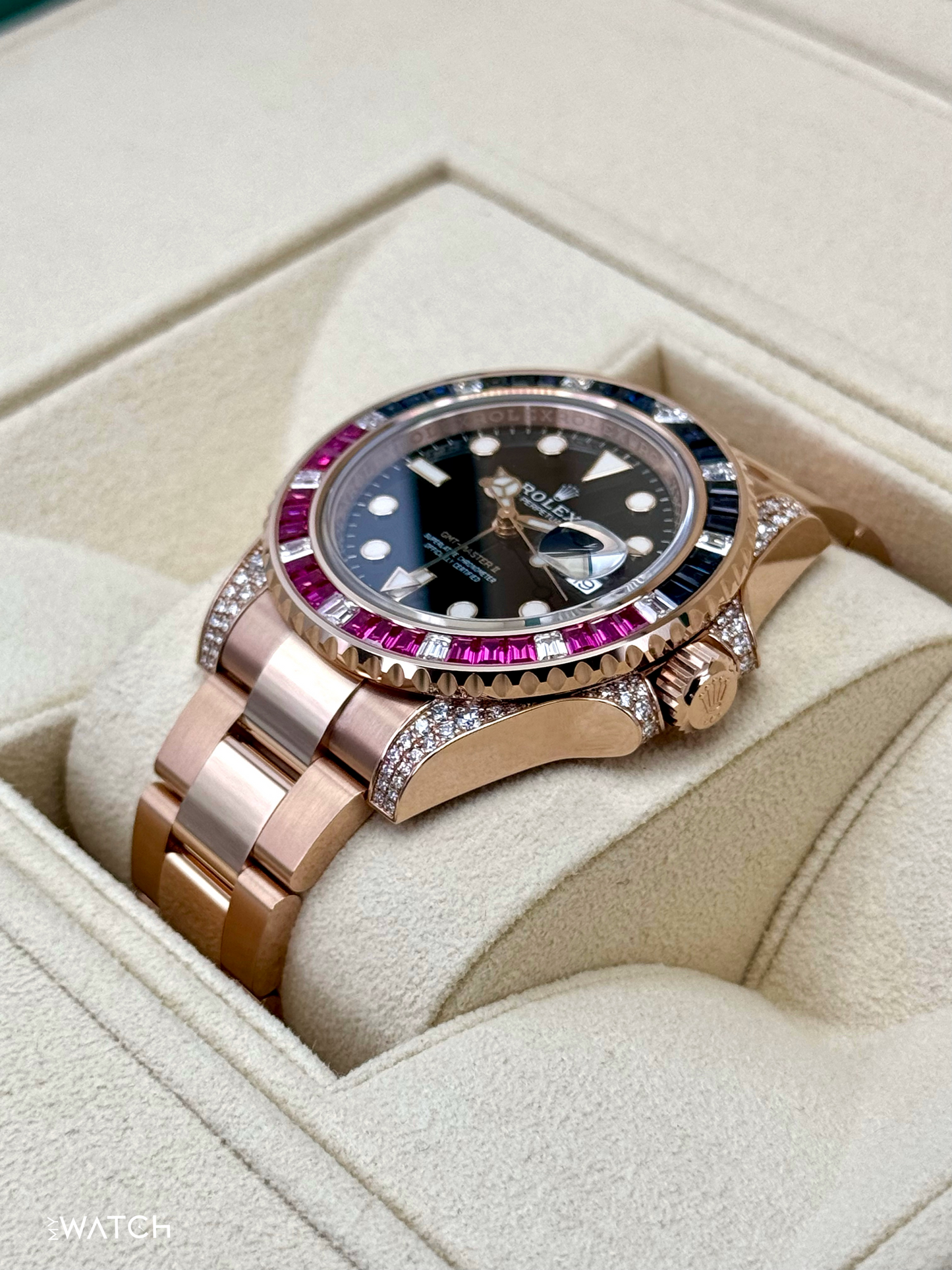 NOS 2021 Rolex GMT-Master II 40mm 126755SARU Pepsi Rose Gold Sapphire Ruby - MyWatchLLC