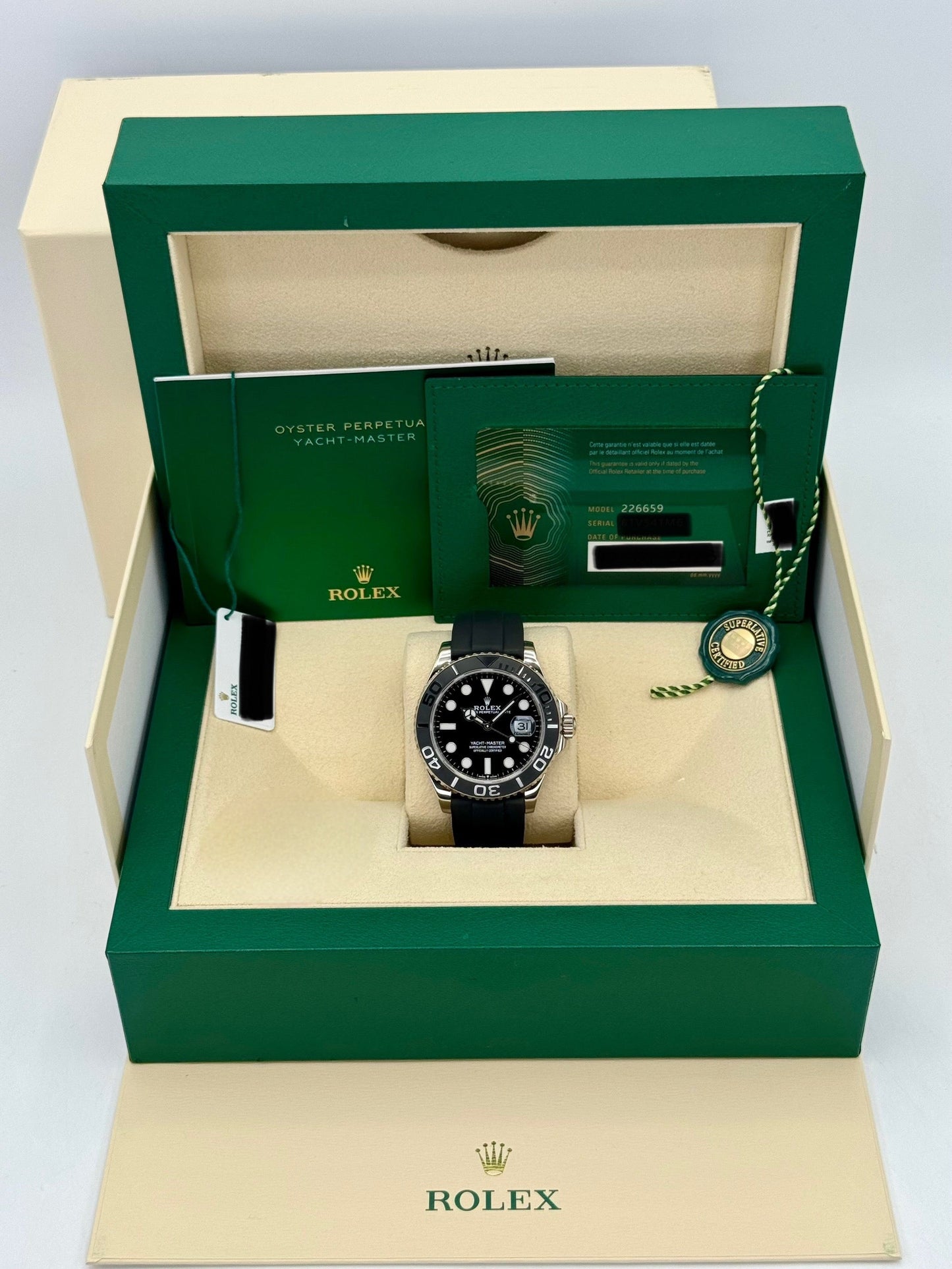 2023 Rolex Yacht-Master 42mm 226659 White Gold Oysterflex Black Dial - MyWatchLLC