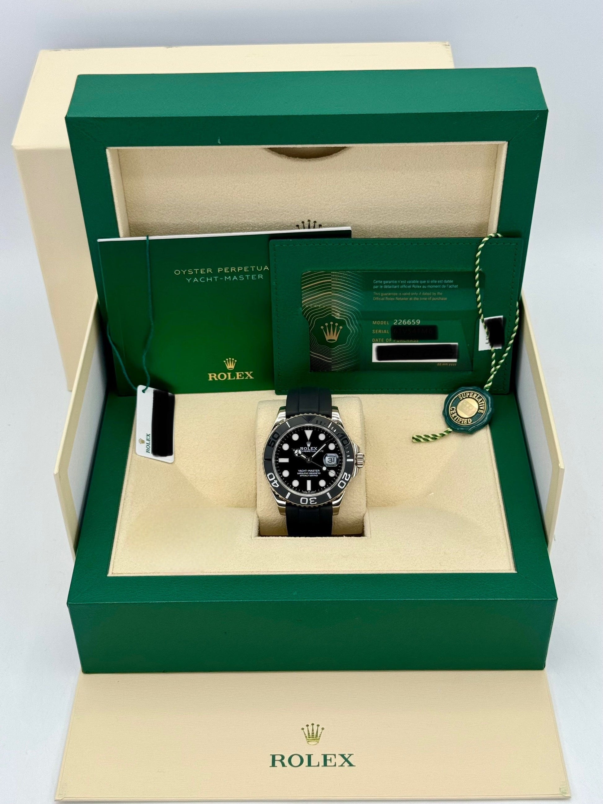 2023 Rolex Yacht-Master 42mm 226659 White Gold Oysterflex Black Dial - MyWatchLLC