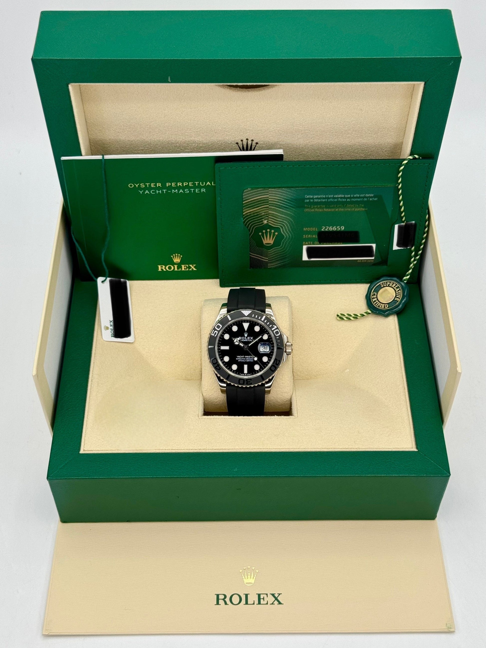 2023 Rolex Yacht-Master 42mm 226659 White Gold Oysterflex Black Dial - MyWatchLLC