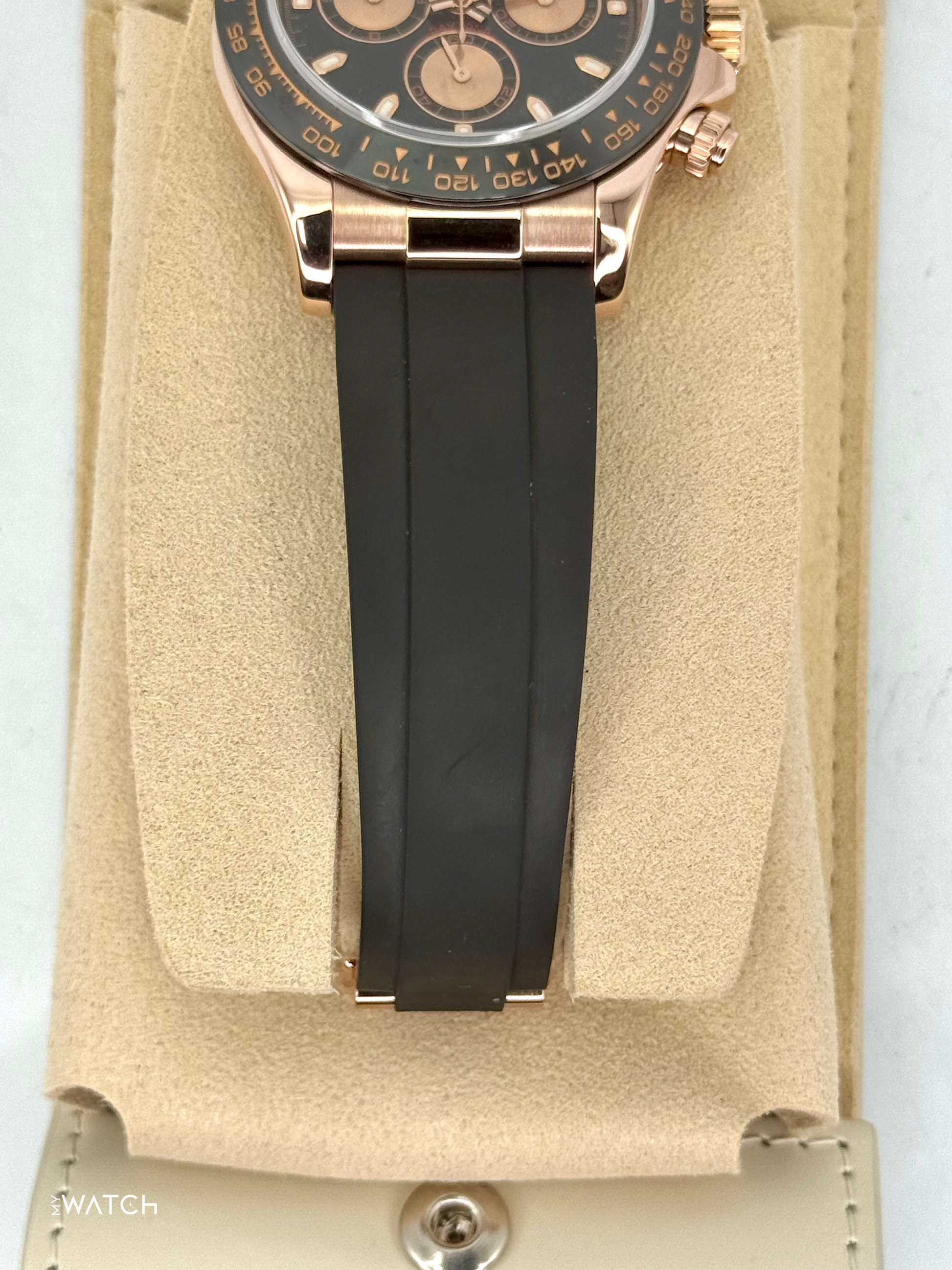 2024 CPO Rolex Daytona 40mm 116515LN Rose Gold Oysterflex Black Dial - MyWatchLLC