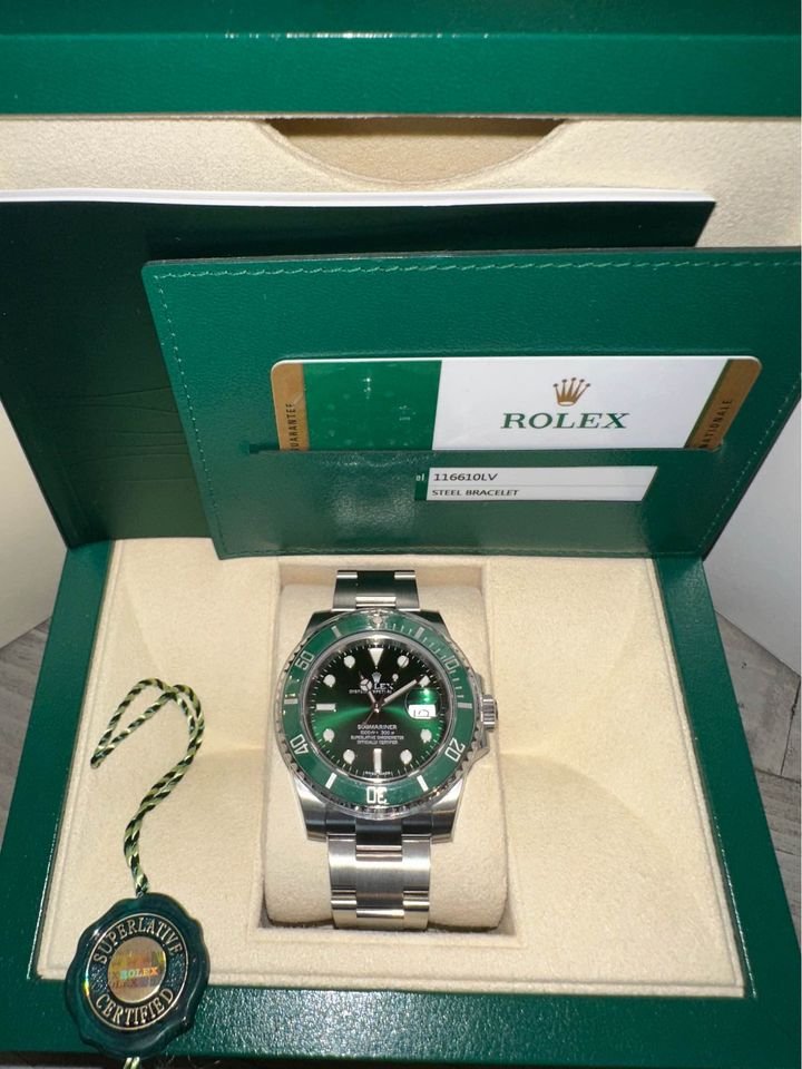 New 2015 Rolex Submariner 116610LV Green Dial Oyster - MyWatchLLC
