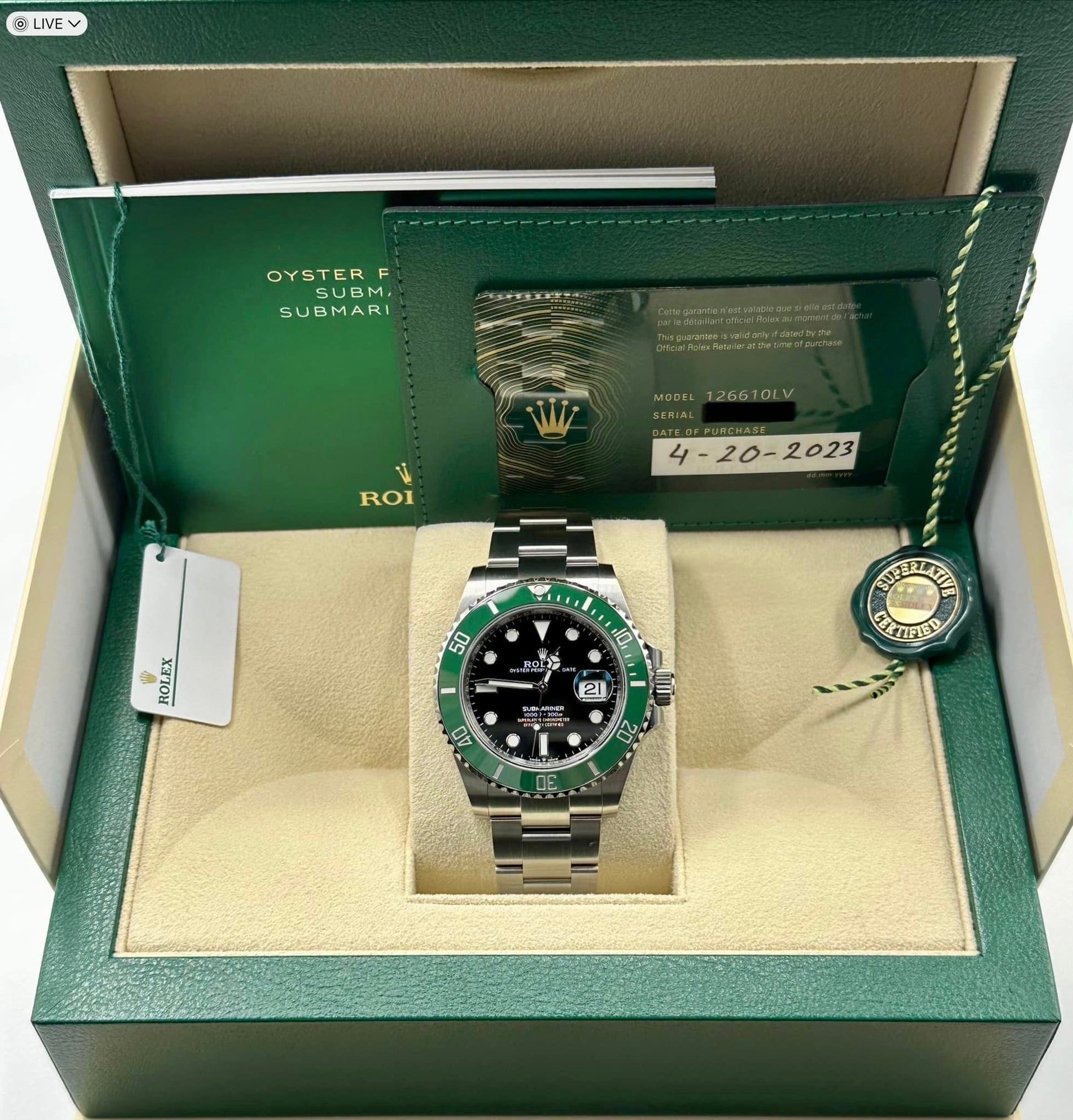NEW 2023 Rolex Submariner "Starbucks" 126610LV Stainless Steel Oyster - MyWatchLLC