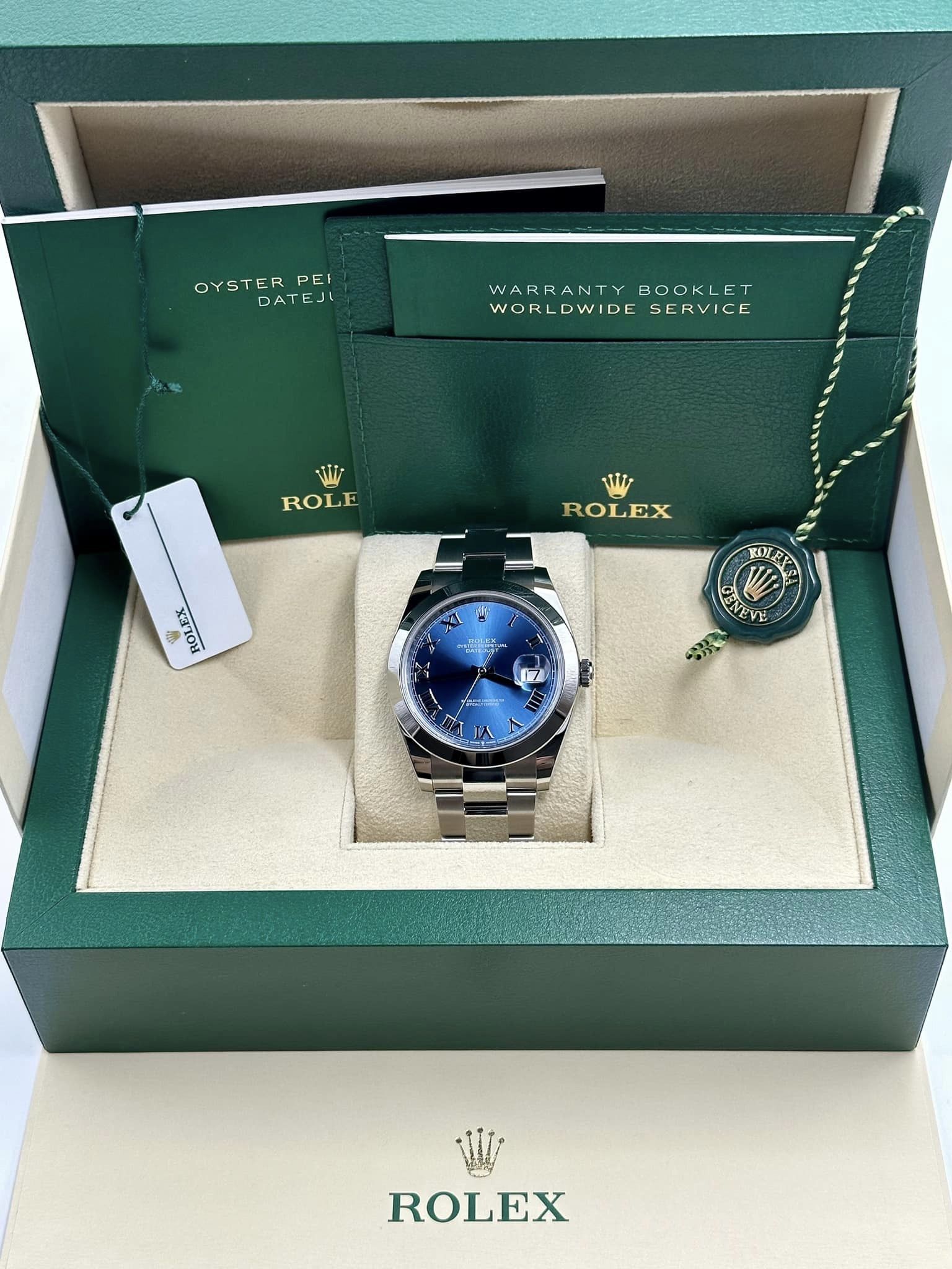 NEW Rolex 2023 Datejust 41mm 126300 Blue Roman Numeral Dial Oyster - MyWatchLLC