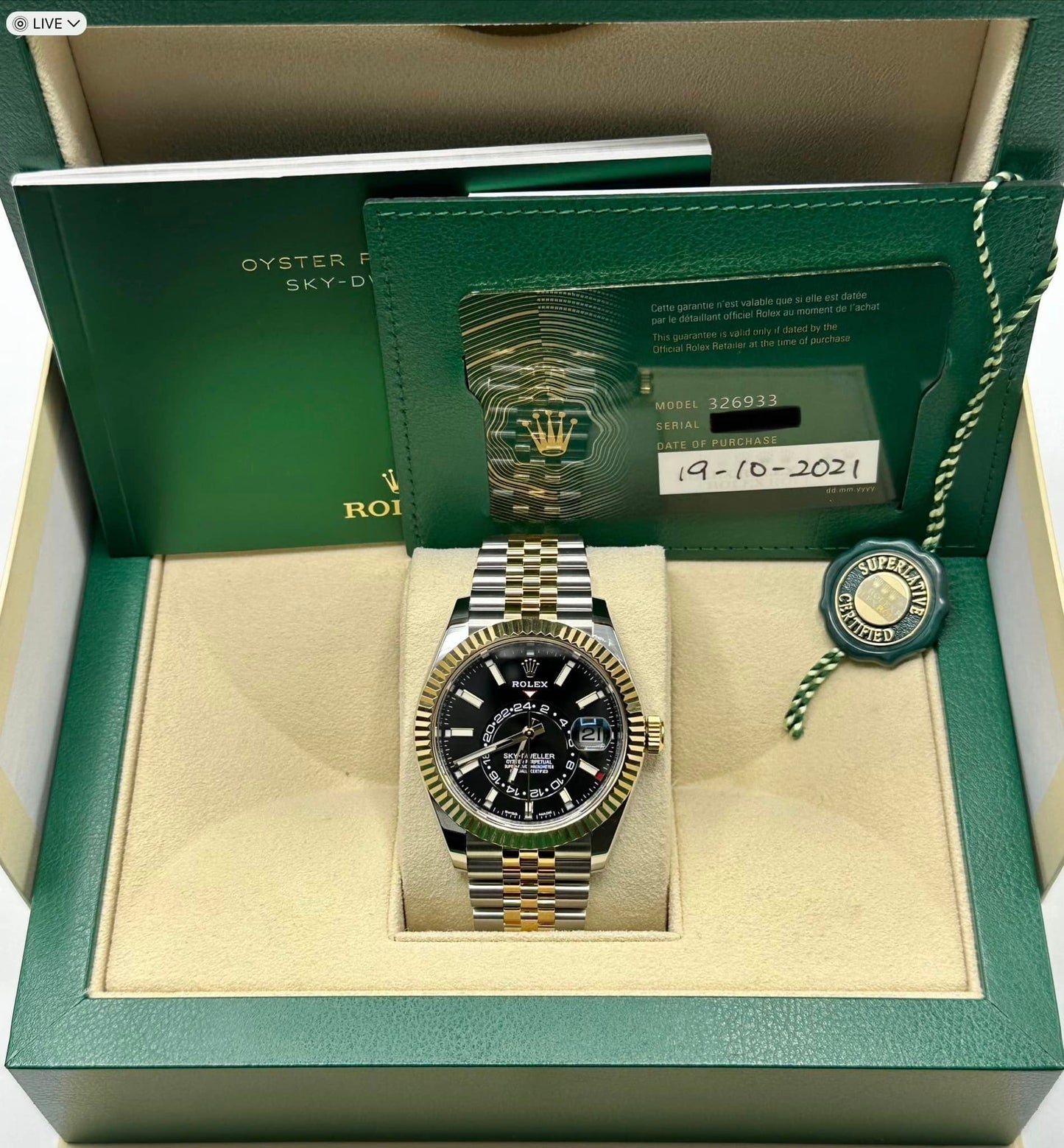 2021 Rolex Sky-Dweller 326933 Jubilee Black Dial - MyWatchLLC