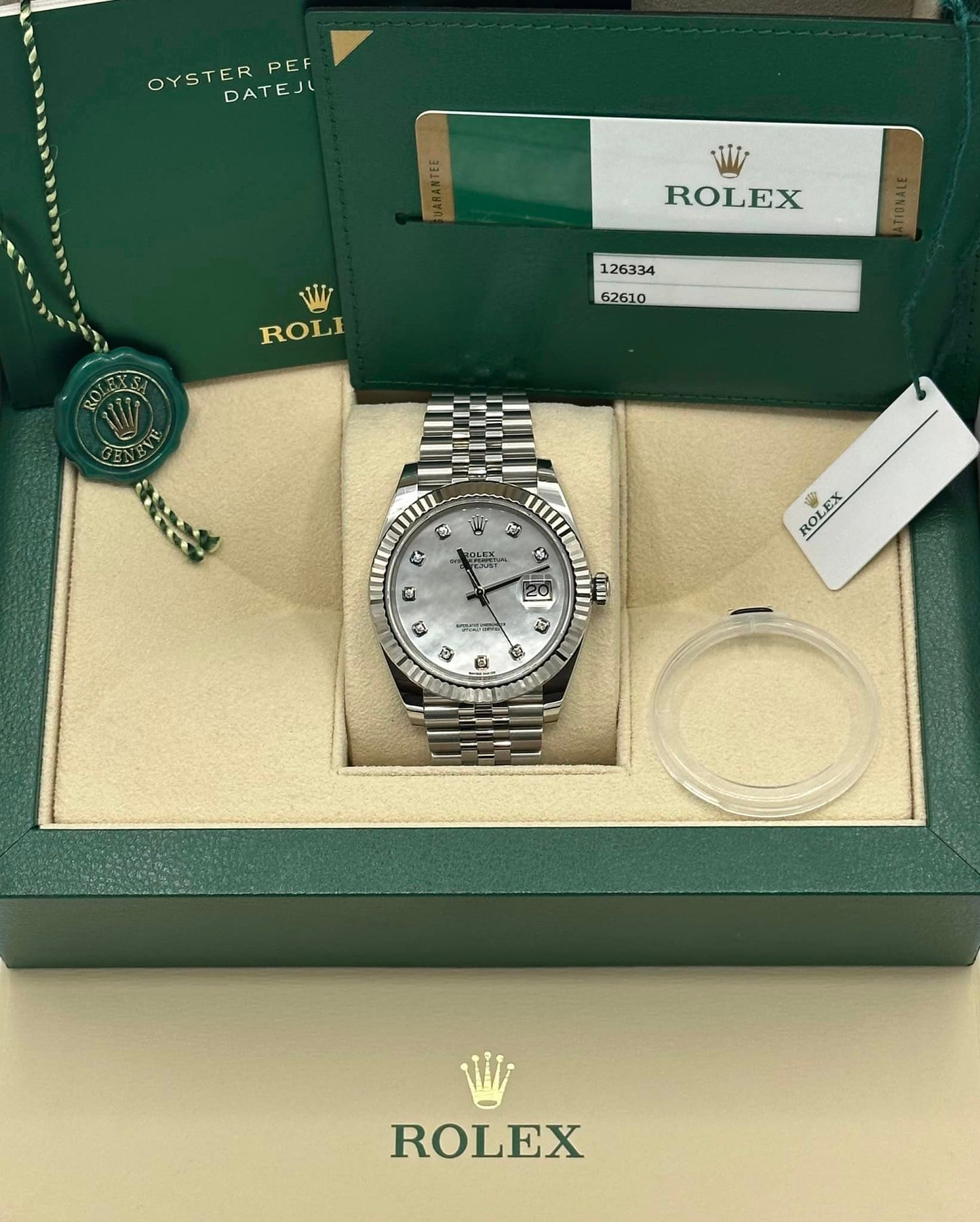 2018 Rolex Datejust 41mm Stainless Steel White MOP Diamond Dial - MyWatchLLC