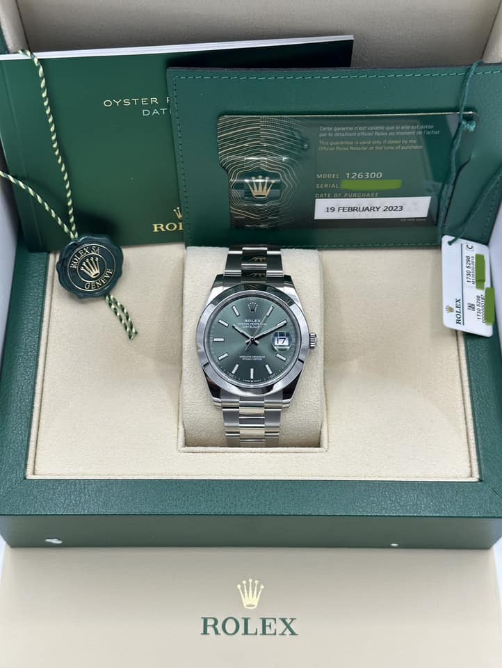 2023 Rolex Datejust 41mm 126300 Stainless Steel Green Dial Oyster - MyWatchLLC