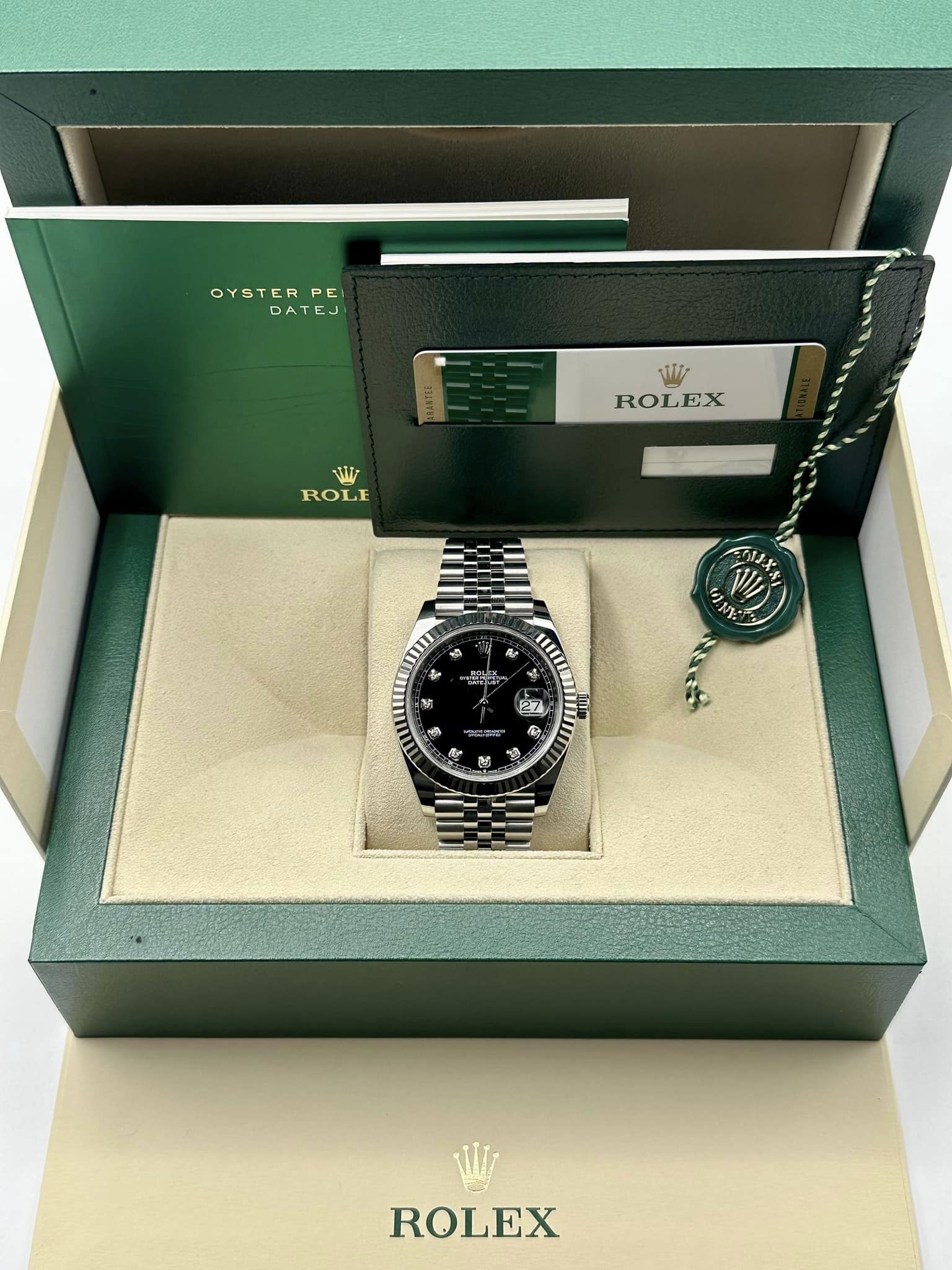 2019 Rolex Datejust 41mm 126334 Stainless Steel Black Diamond Dial Jubilee - MyWatchLLC