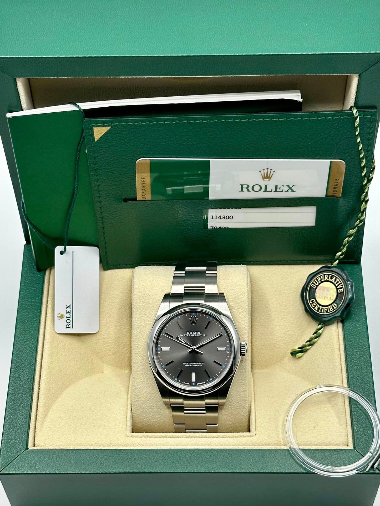 2017 Oyster Perpetual 39mm 114300 Stainless Steel Grey Stick Dial - MyWatchLLC